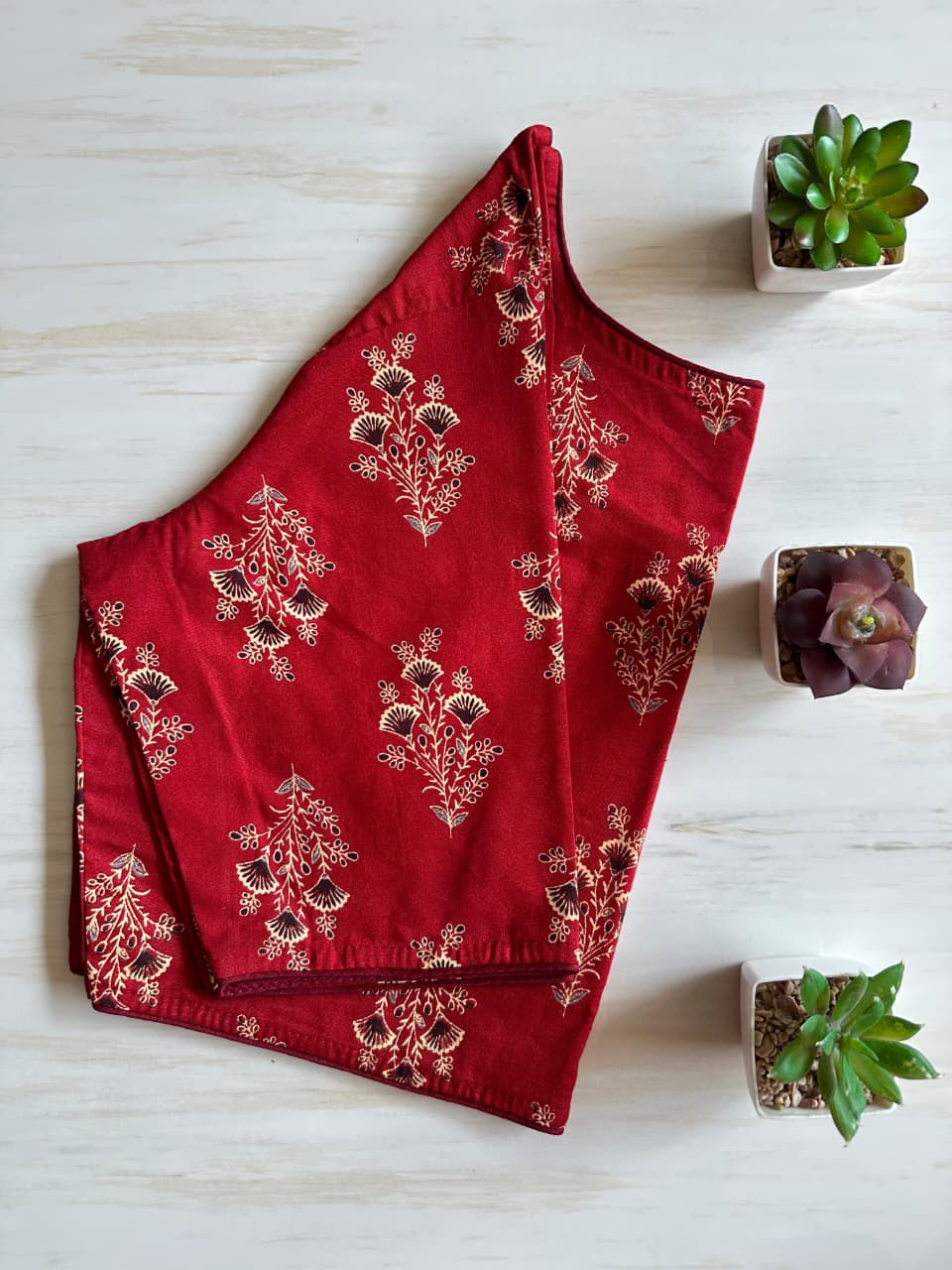 Pure ajrakh handblock cotton ready made blouse