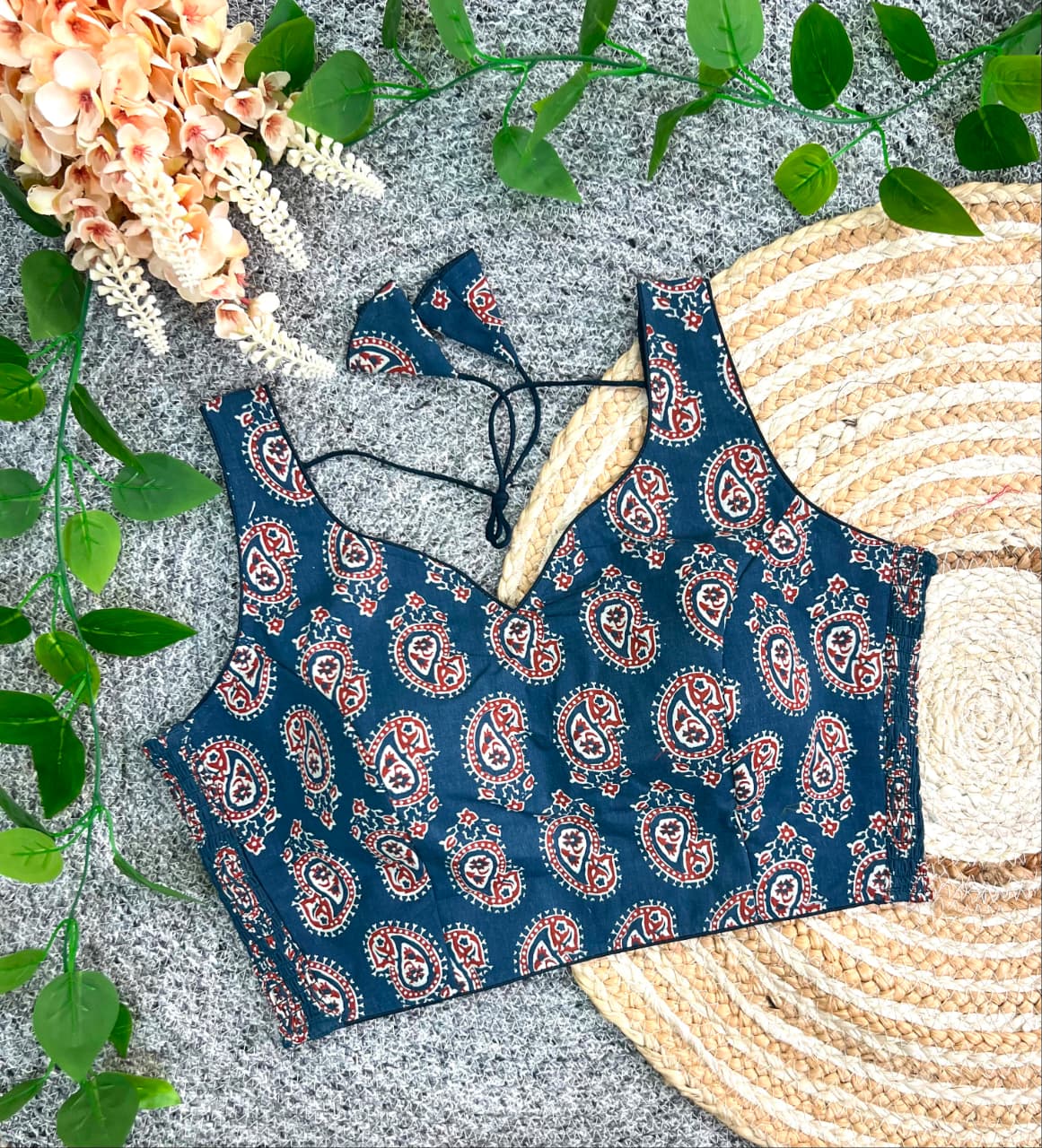 NEW AJRAKH COTTON SIDE ELASTIC SERIES LAUNCH READY MADE BLOUSE