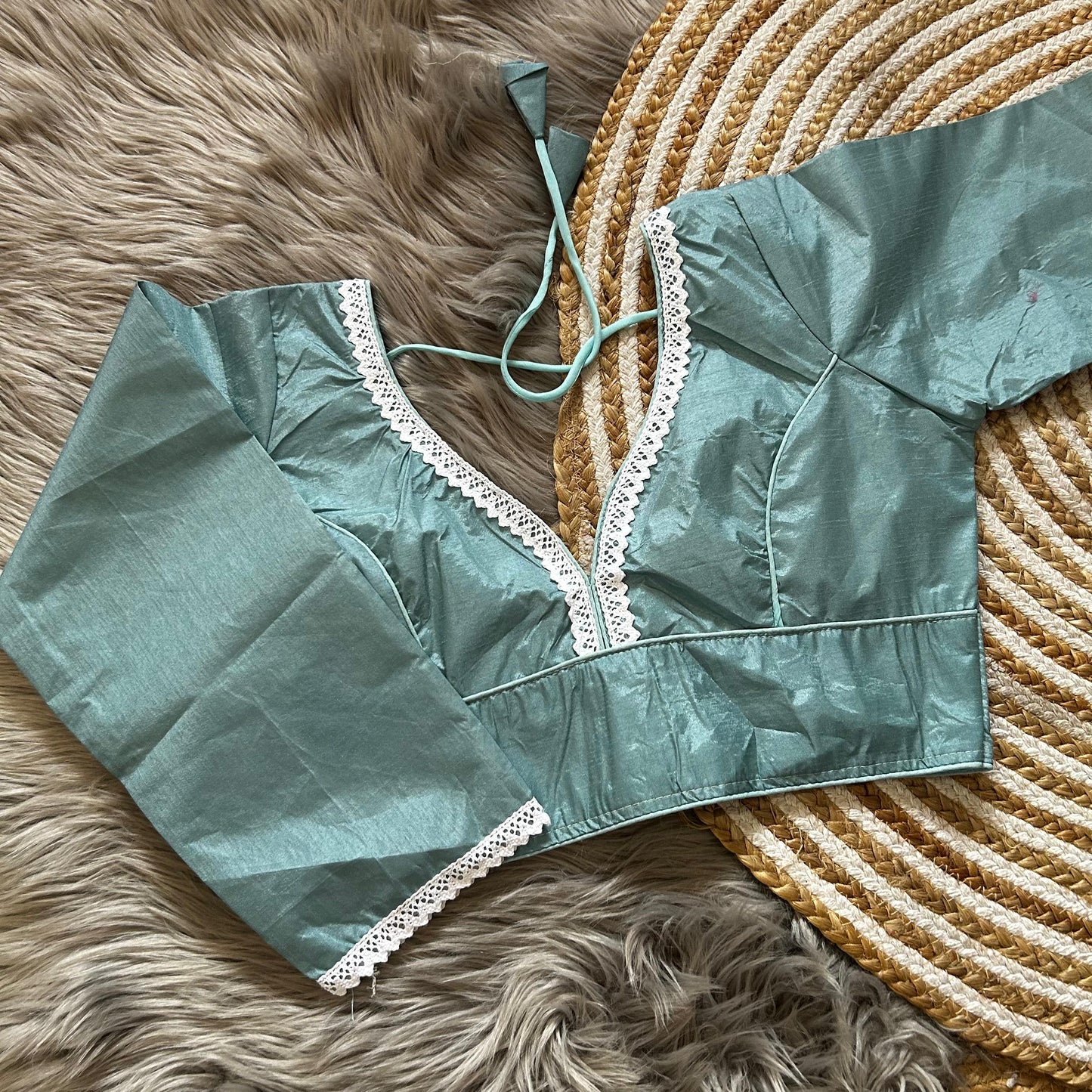 Pure Dola Silk full sleeve ready made blouse