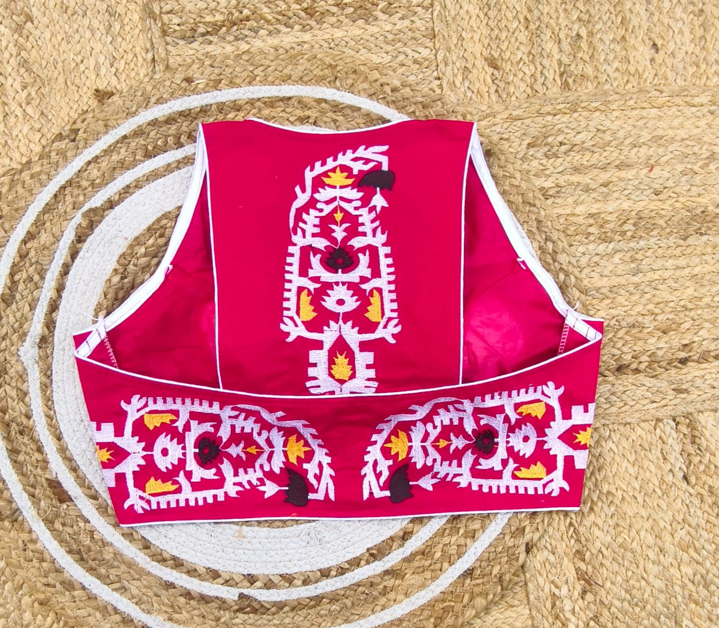 New cotton halter thread embroidery ready made blouse