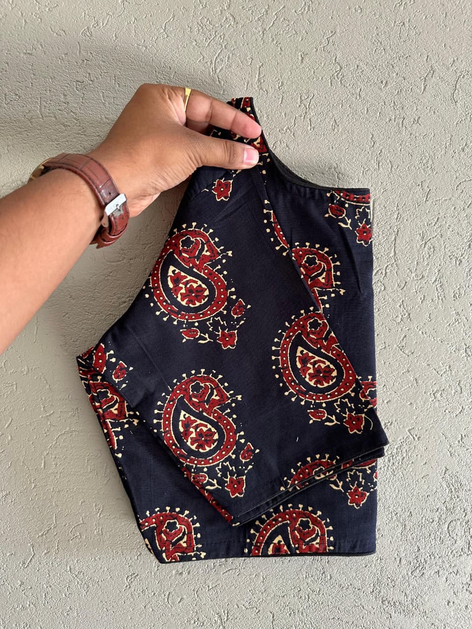 Pure Ajrakh Cotton ready made blouse