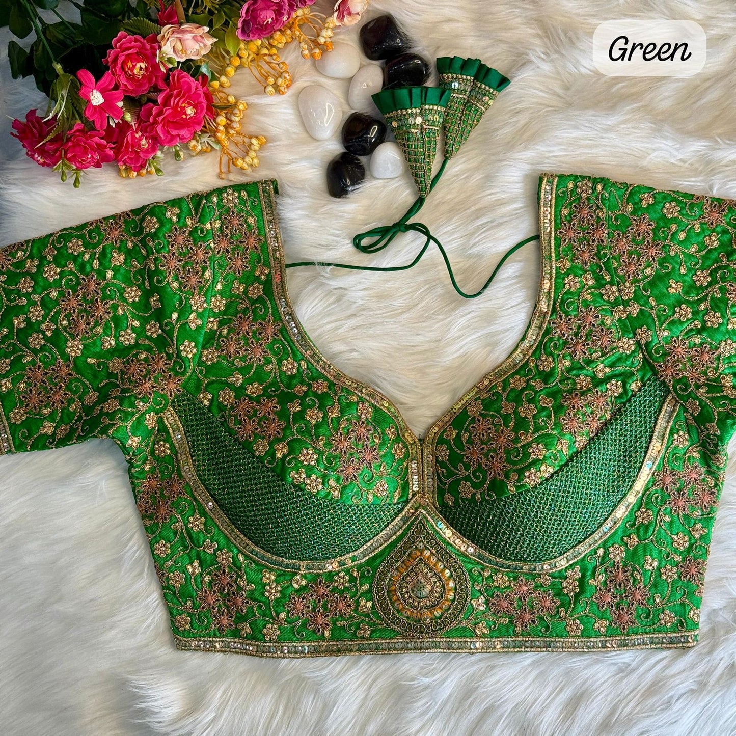 Heavy Codding Embroidery + Thread & Sequins Work Ready Made Blouse