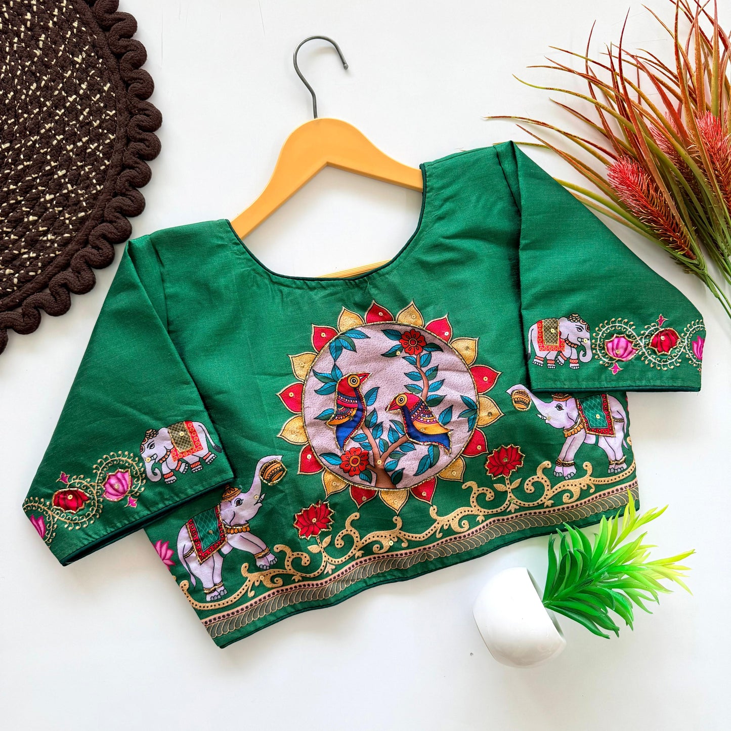 Pure silk with Decent print ready made blouse