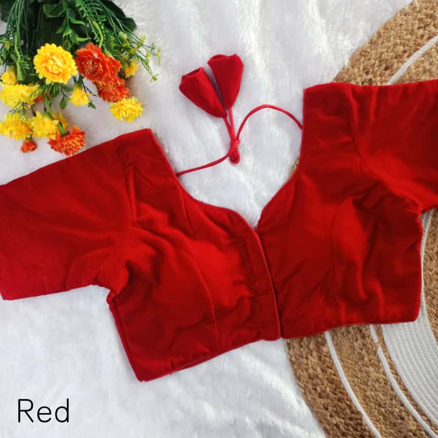 EXCLUSIVE ORIGINAL 9000 VELVET PARTYWEAR PAN NECK FANCY READY MADE BLOUSE