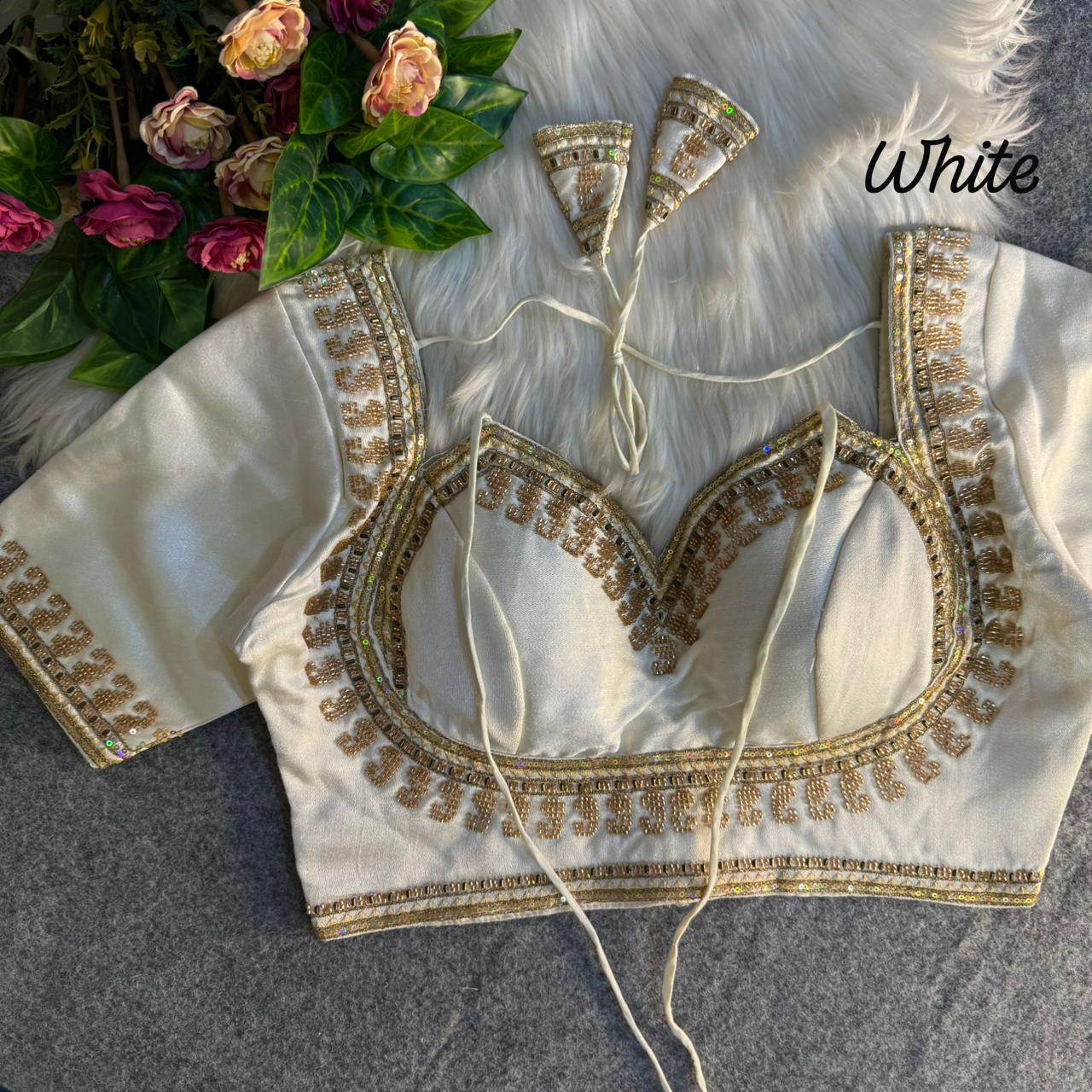 Beautiful heavy beads work ready made blouse