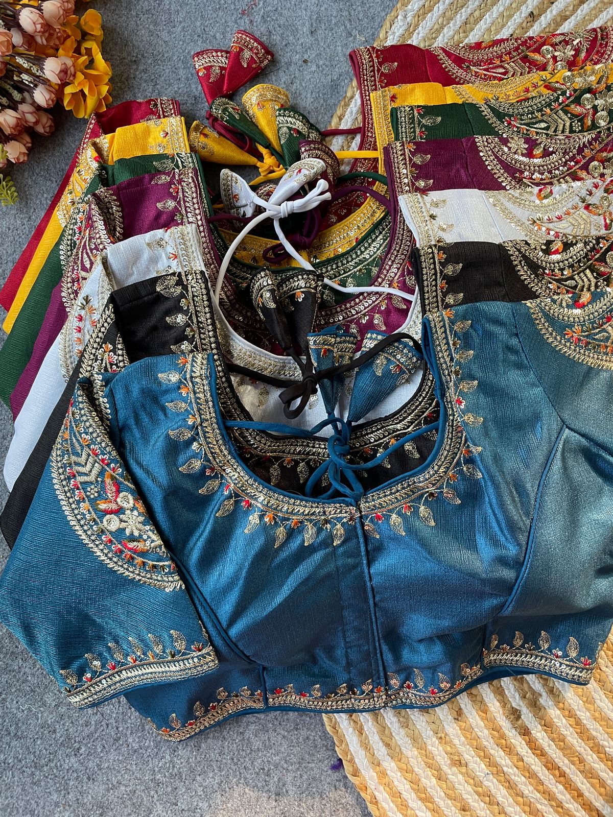 Heavy Embroidery With Beautiful Works  ready made blouse