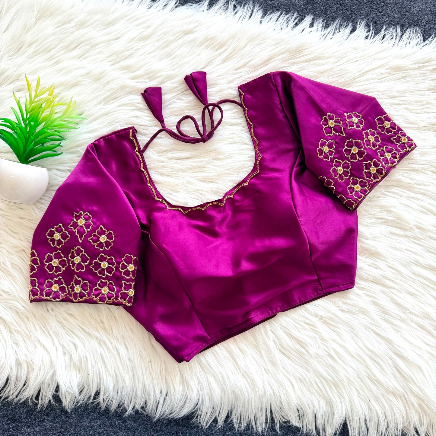 Beautiful handcrafted work all over ready made blouse