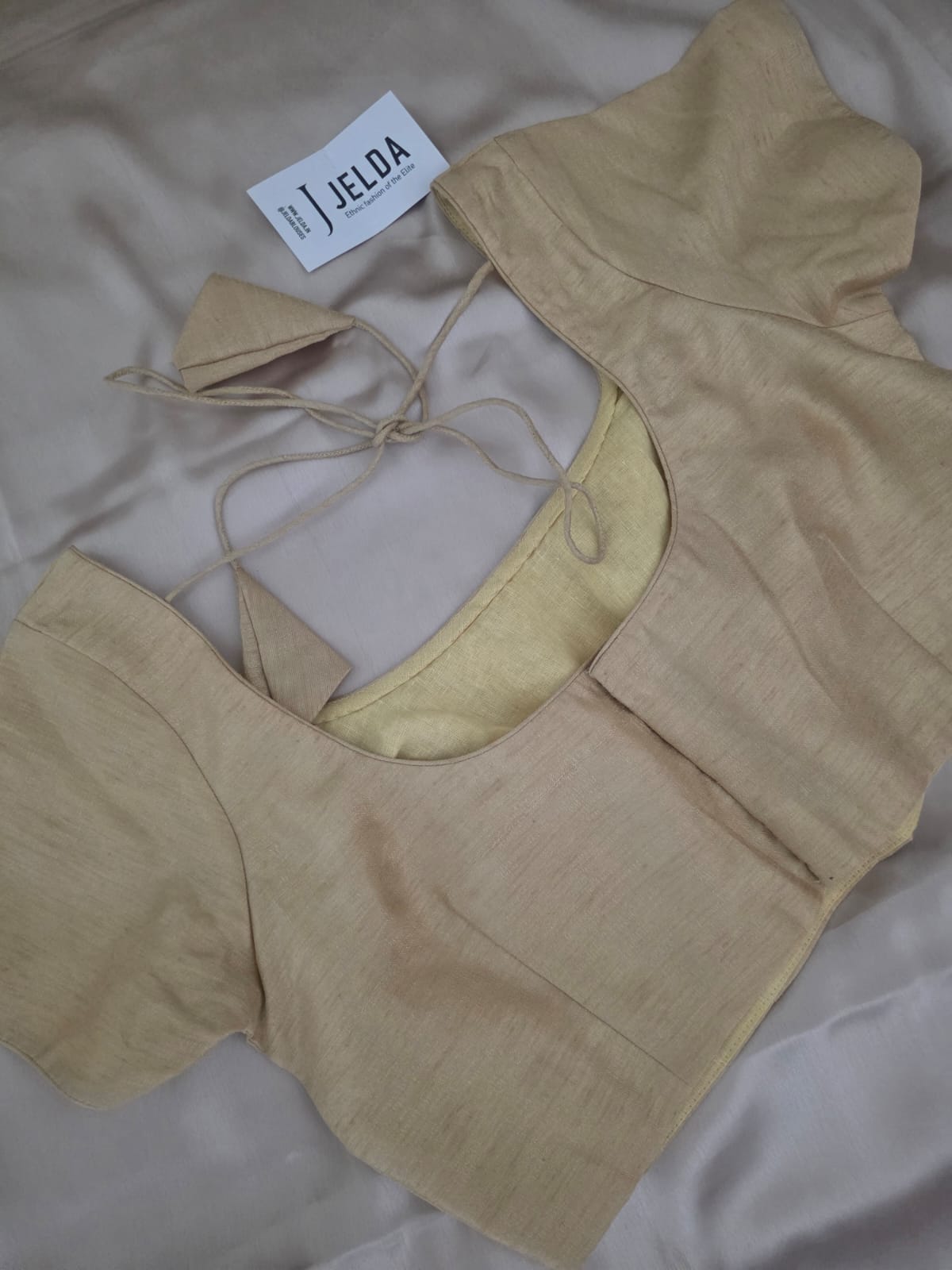 Pure dupion silk Cream half sleeve custommade blouse