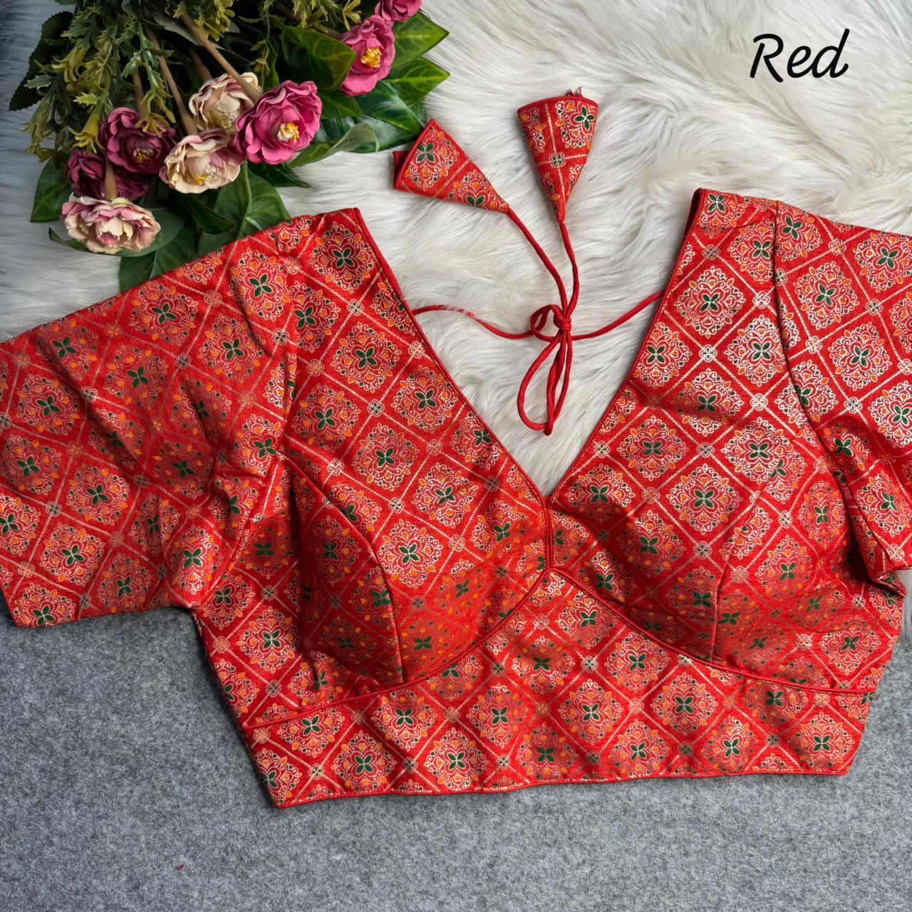 Patoda print v neck ready made blouse