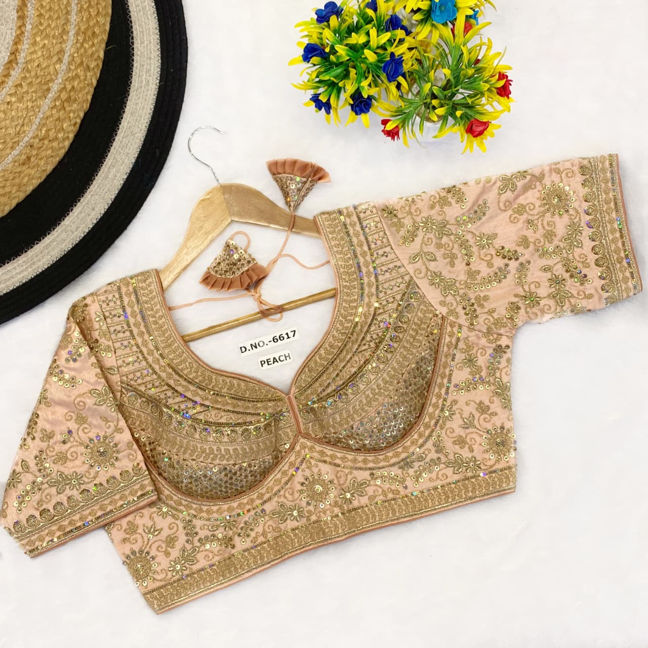 Italiyan silk embroidery ready made blouse