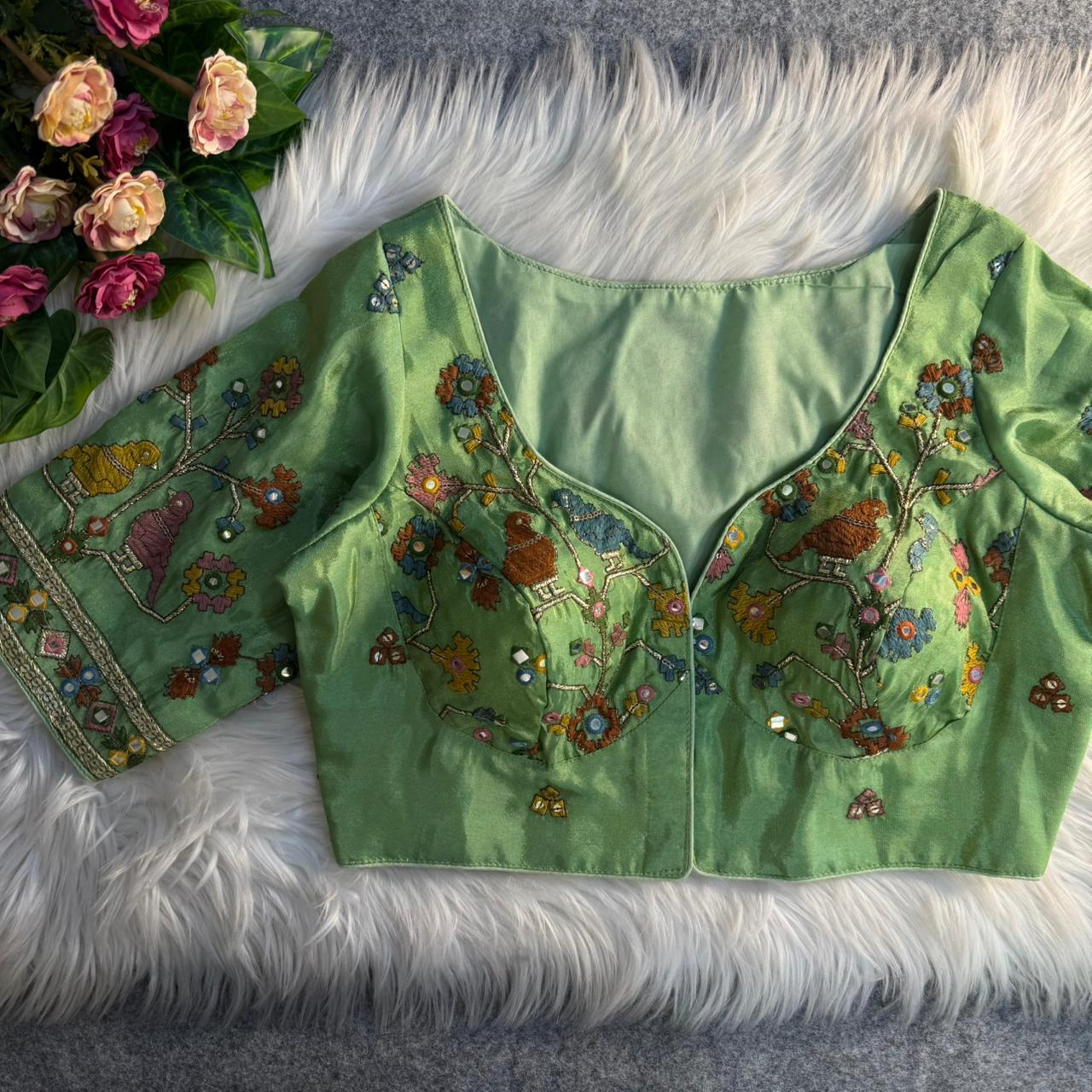 Heavy pure soft viscous cosmos silk ready made blouse
