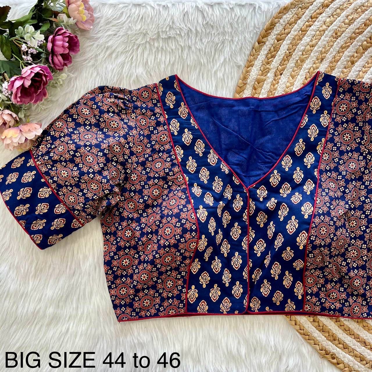 Original ajrakh print cotton ready made blouse