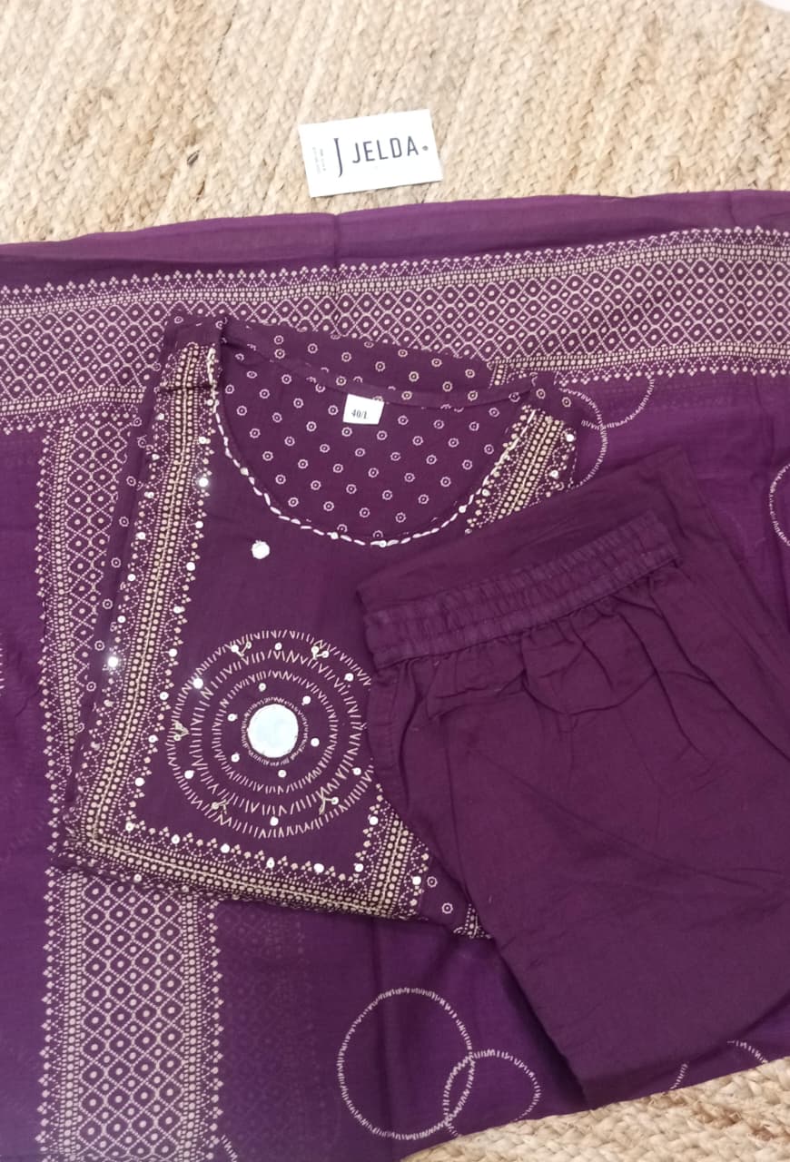 Heavy pearl and mirror work salwar suit