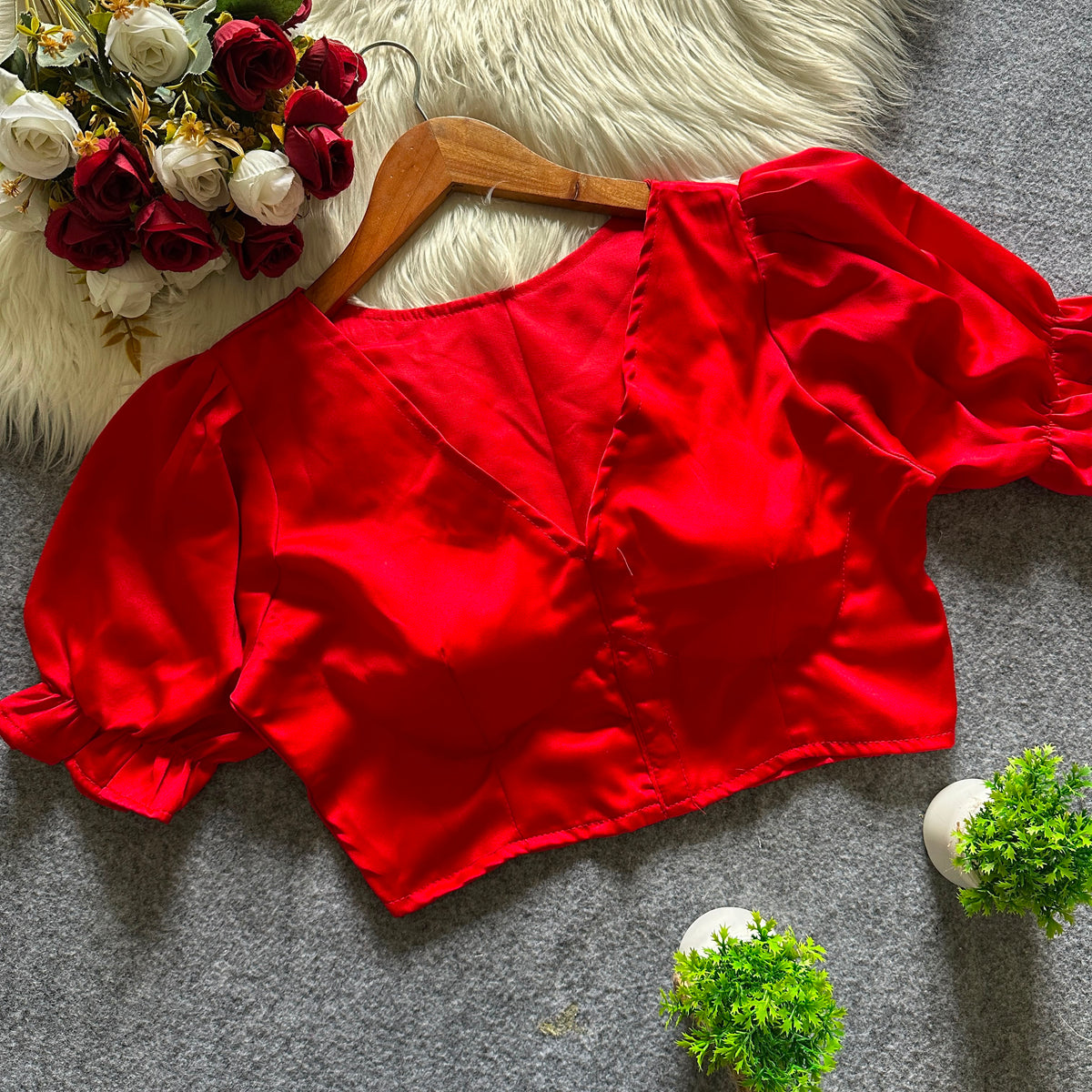 Pure malai satin ready made blouse