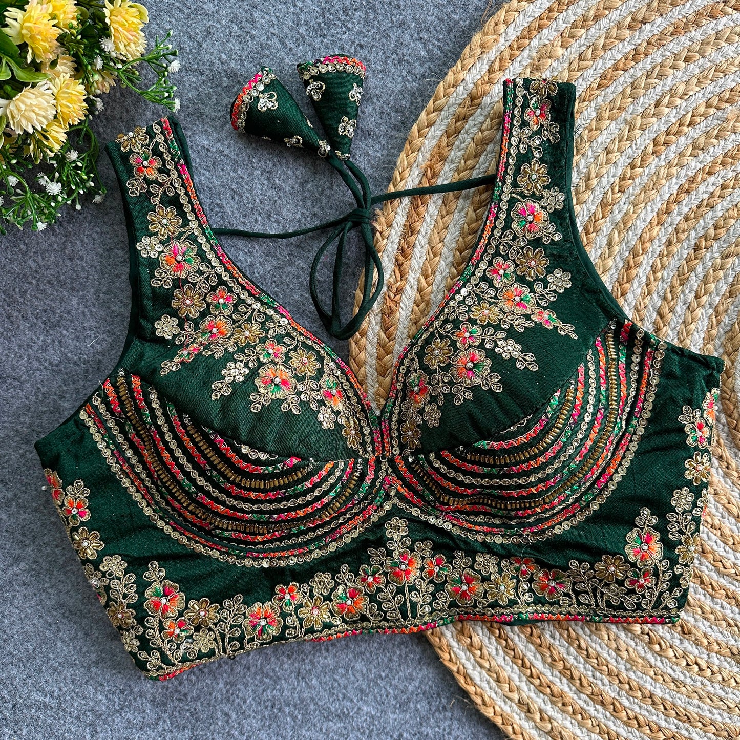 Heavy Zari + Sequins & Beads Work ready made blouse