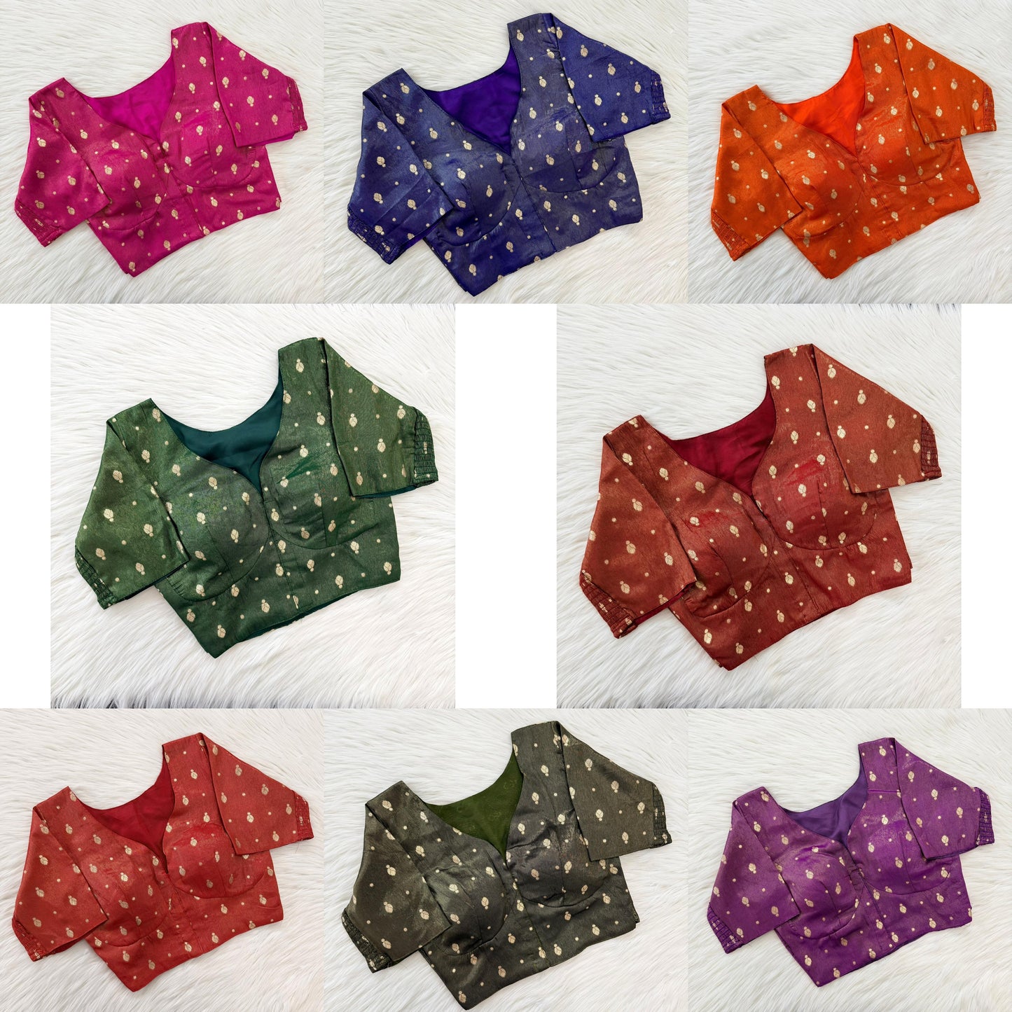 A beauty of weaving work all over with stretchable technology inside ready made blouse