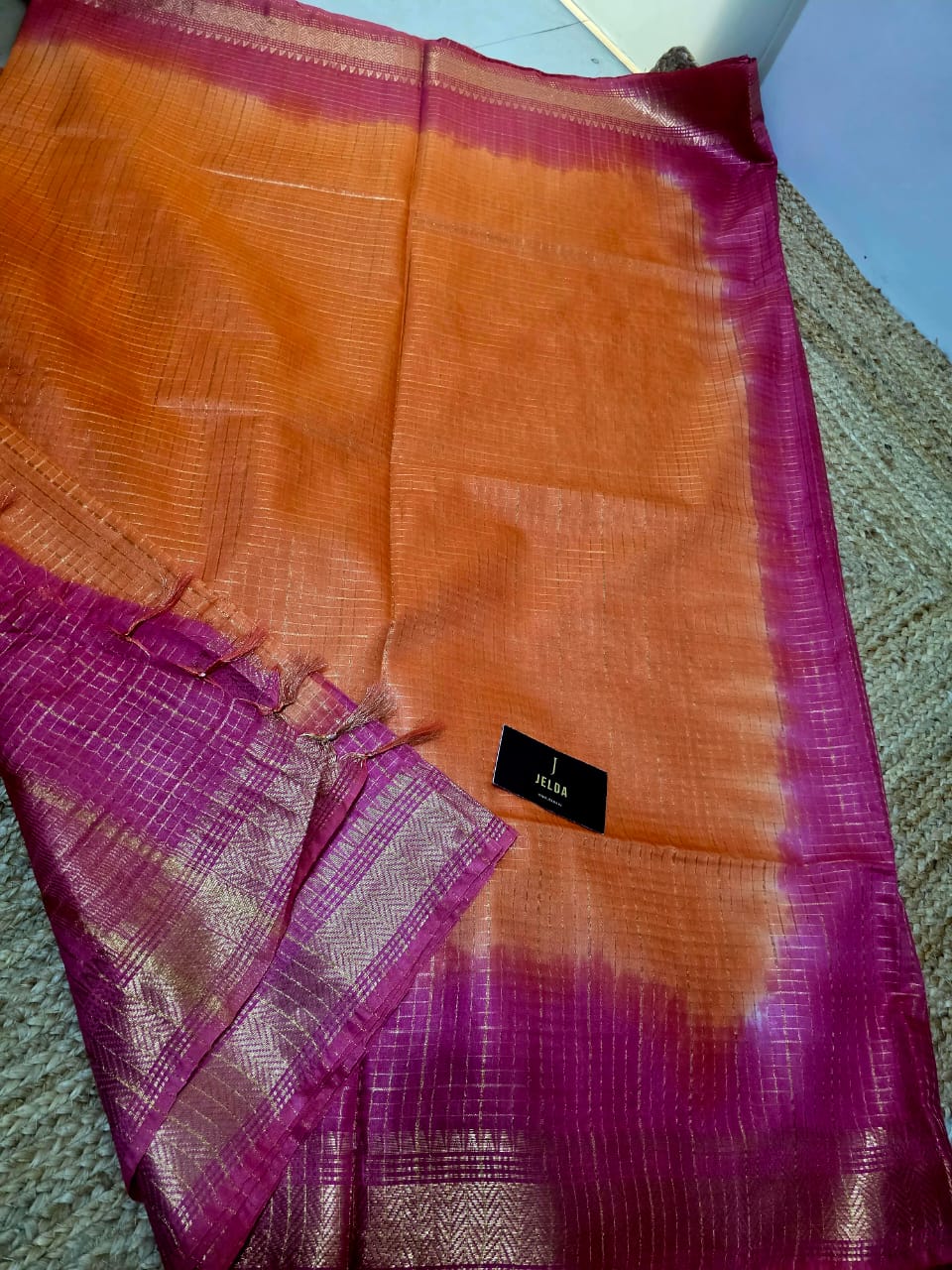 Kota soft golden border saree With contrast running blouse