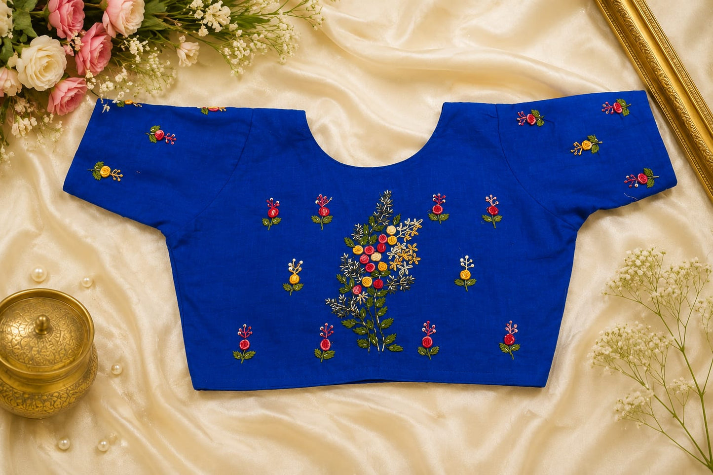 Cotton kundan ready made blouse