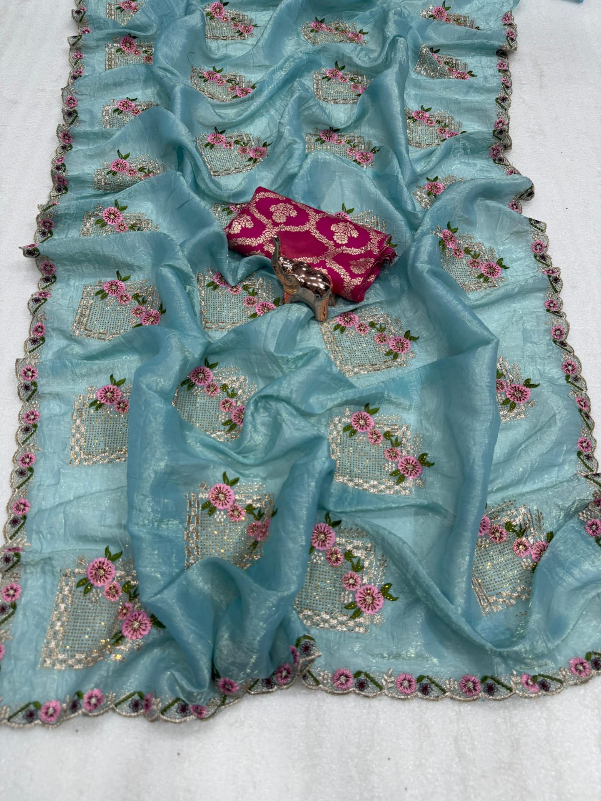 Pure paper silk crush saree
