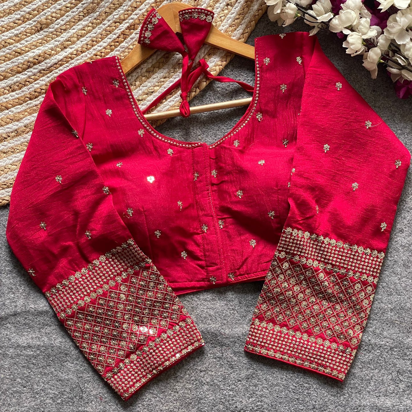 Vichitra Silk 3/4 sleeve ready made blouse