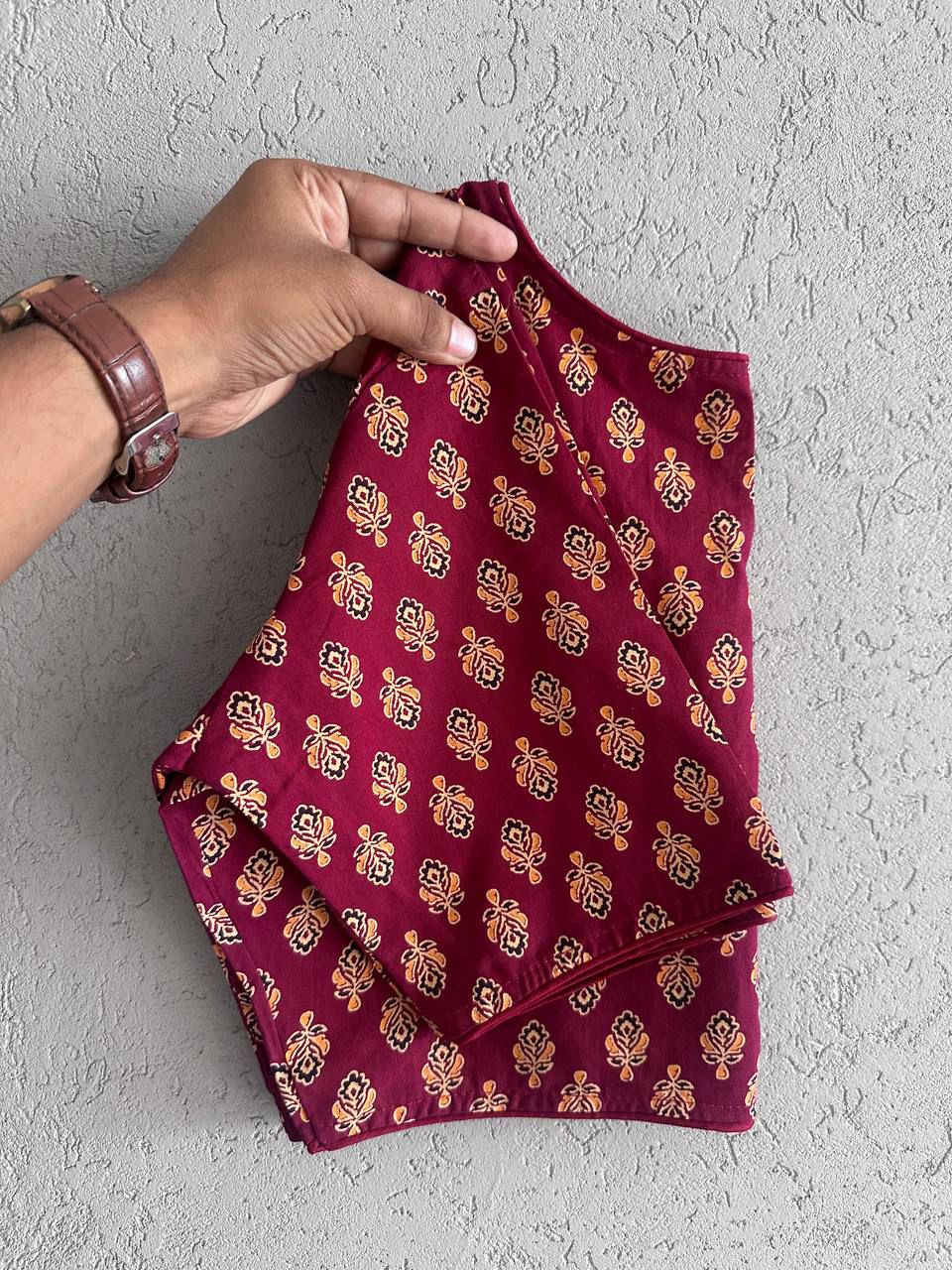 Pure Ajrakh Cotton ready made blouse