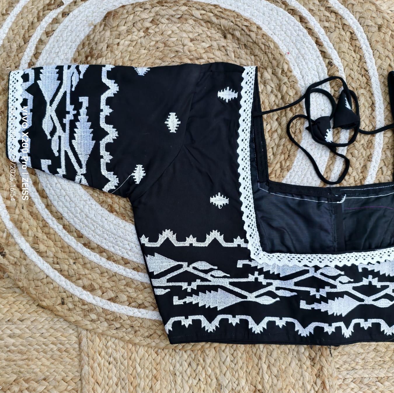 Jamdani handloom weaving cotton ready made blouse