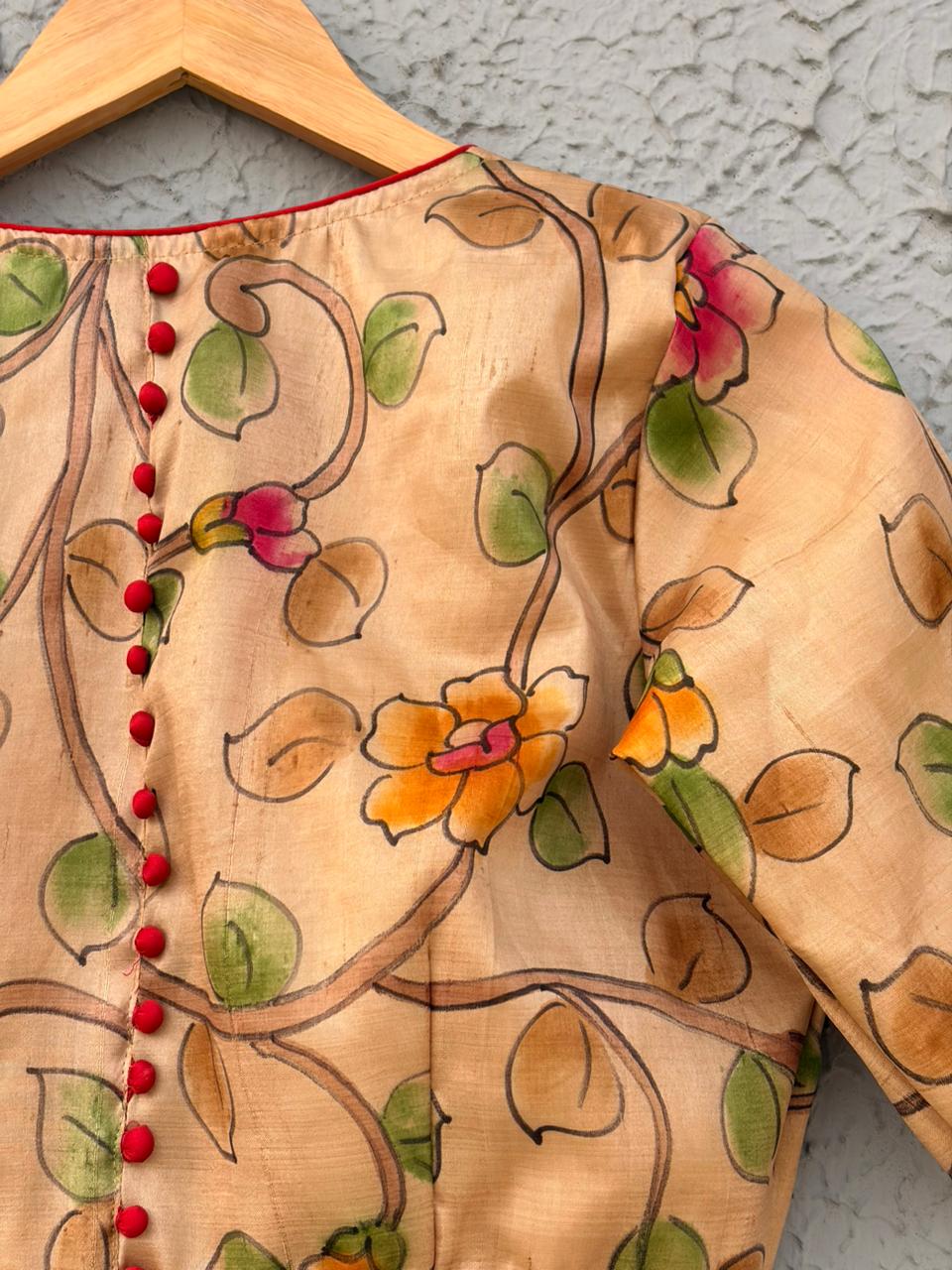 Murshidabad silk hand kalamakari designer blouse
