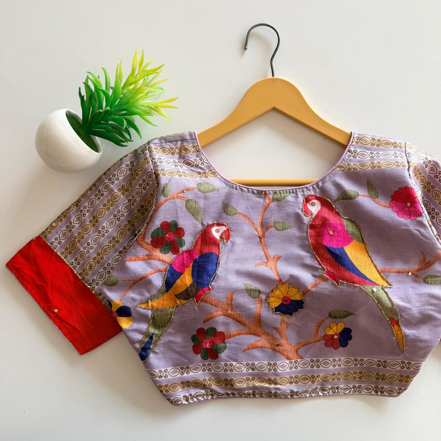 Pure silk fabric with Decent print ready made blouse