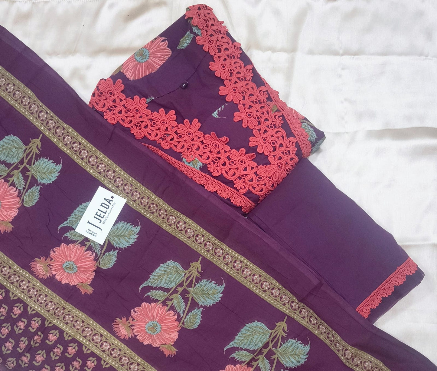 Cotton printed with lace work salwar suit