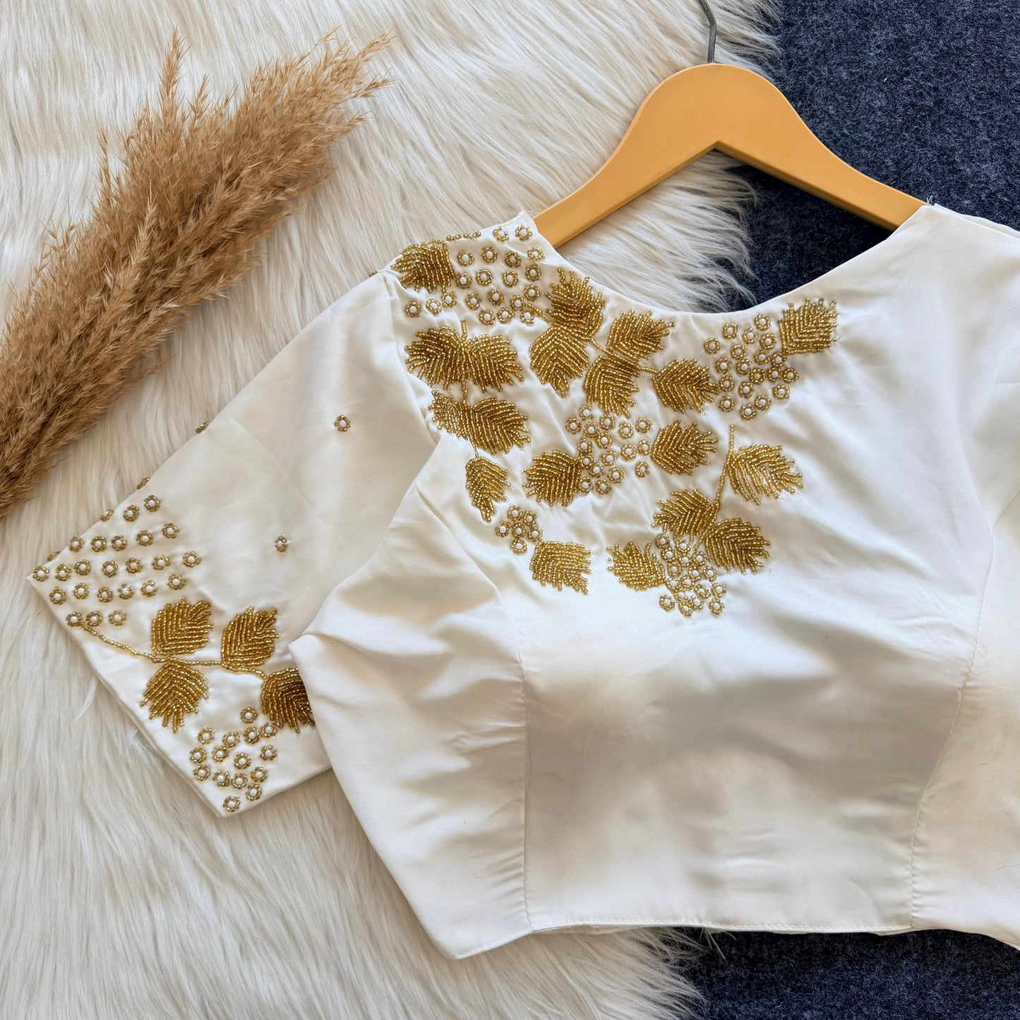 Beautiful handwork front part of blouse and sleeve ready made blouse