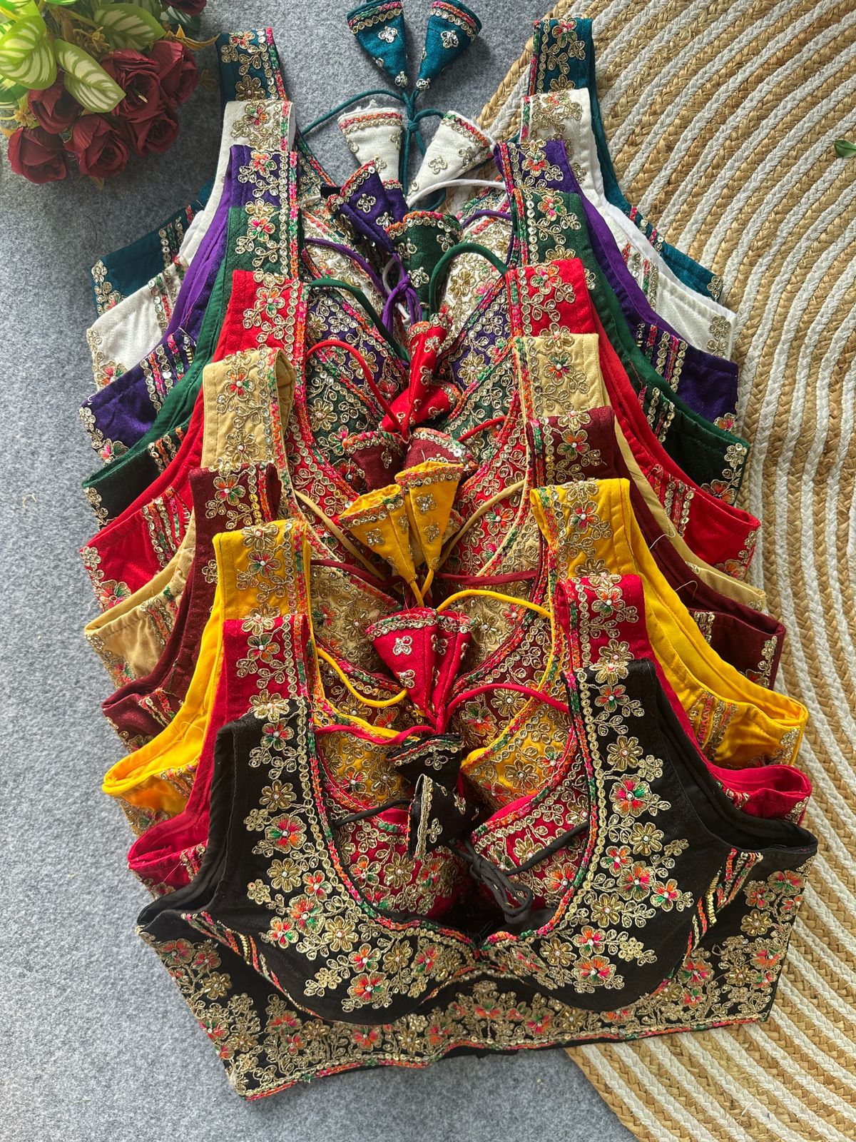 Heavy zari + sequins & beads work ready made blouse