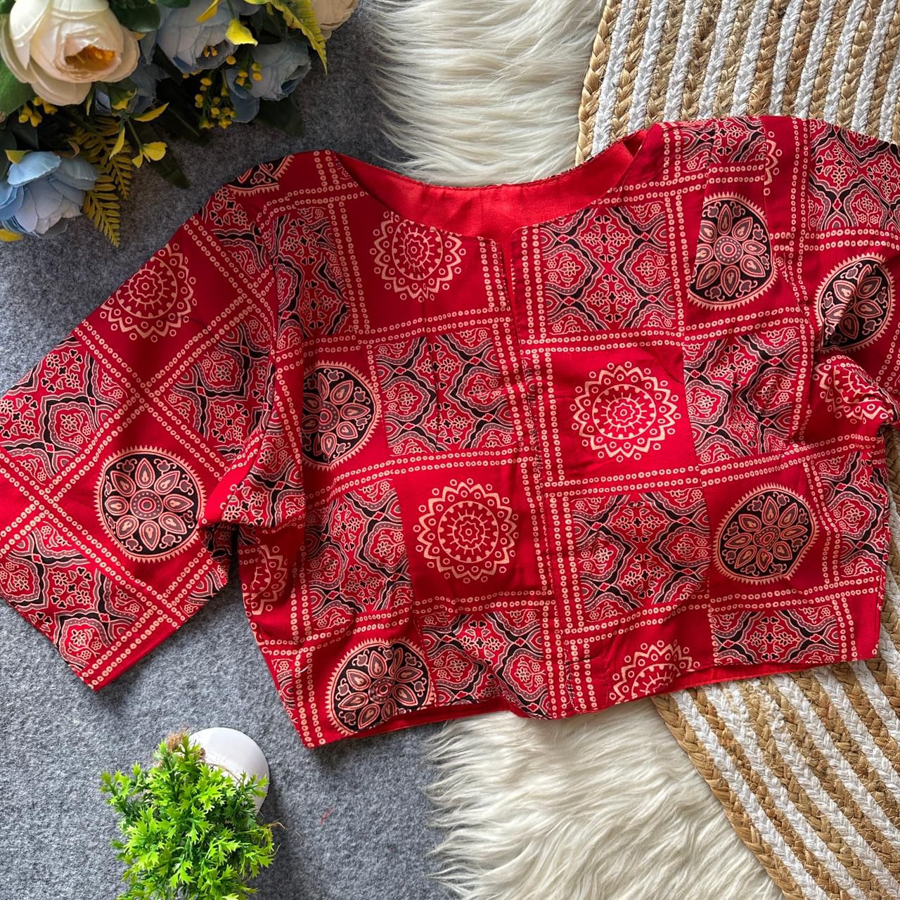 Ajrakh Cotton ready made blouse