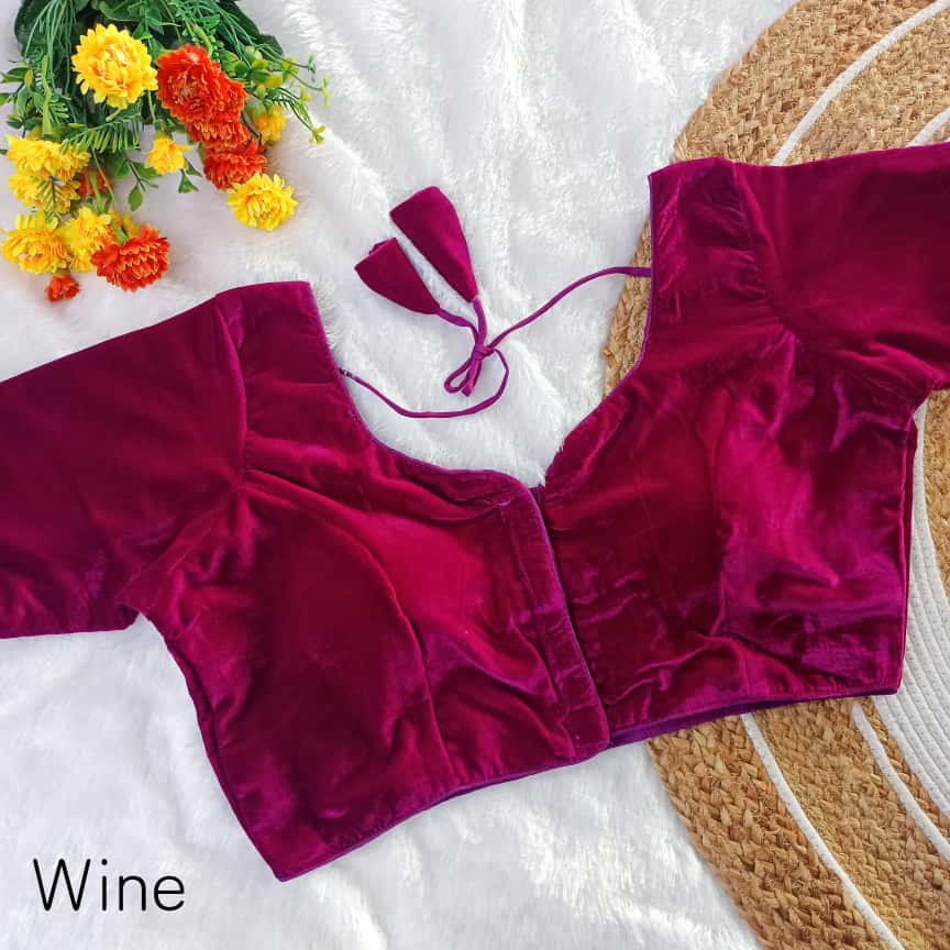 EXCLUSIVE ORIGINAL 9000 VELVET PARTYWEAR PAN NECK FANCY READY MADE BLOUSE