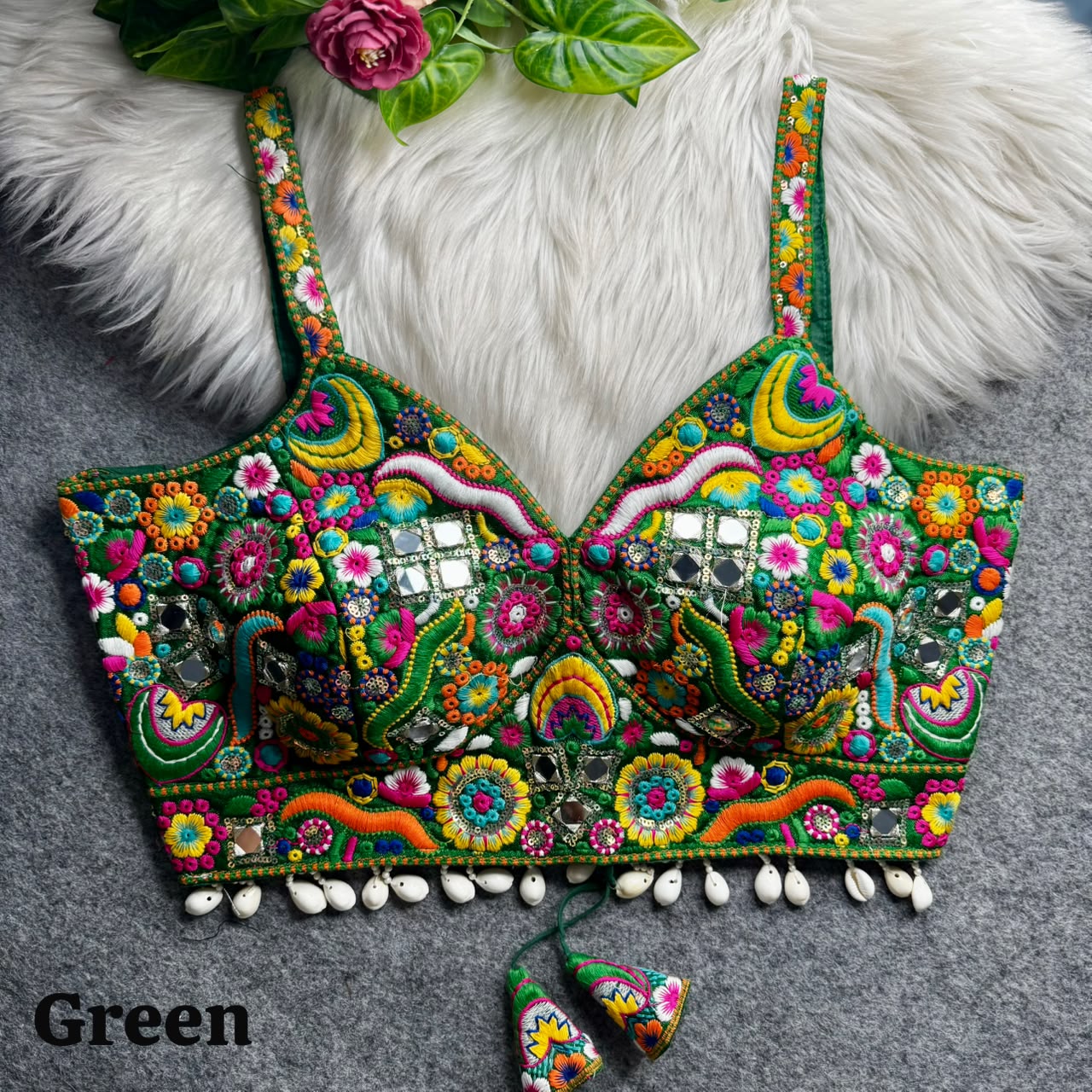 Heavy Real Mirror + Thread & Work ready made blouse