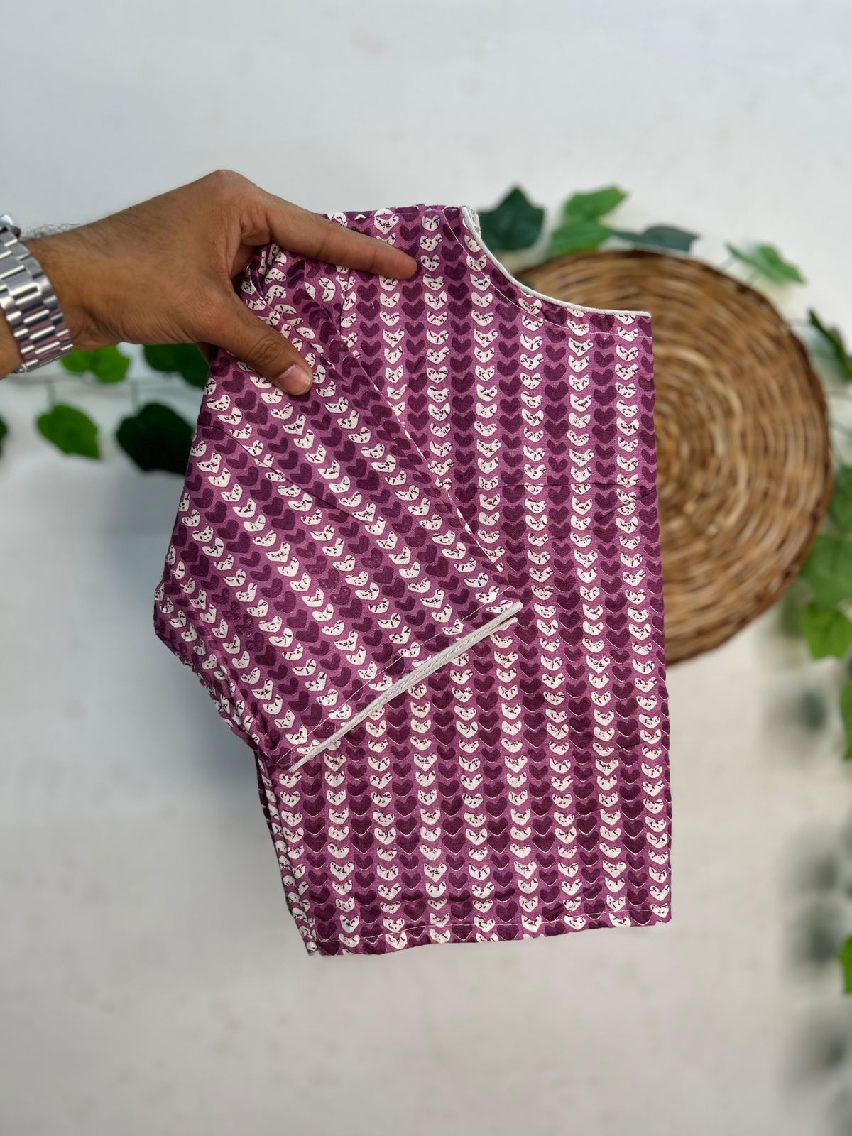 Pure ajrakh cotton ready made blouse