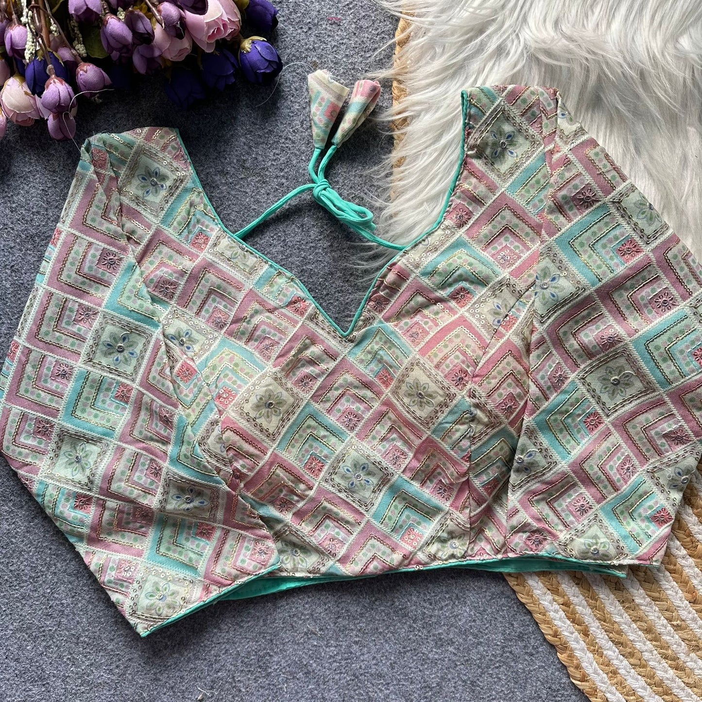 Pure cotton full sleeve ready made blouse