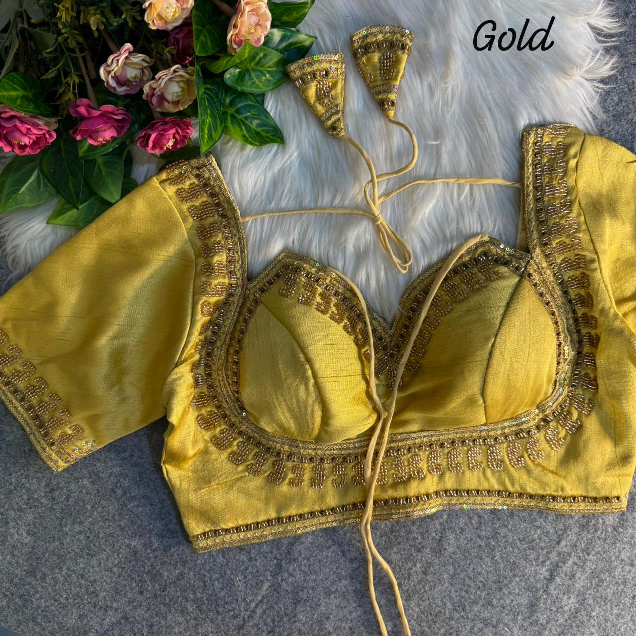 Heavy zari sequins & beads + thread work ready made blouse
