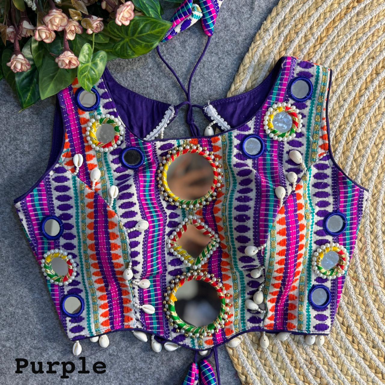 Hand mirror work ready made blouse