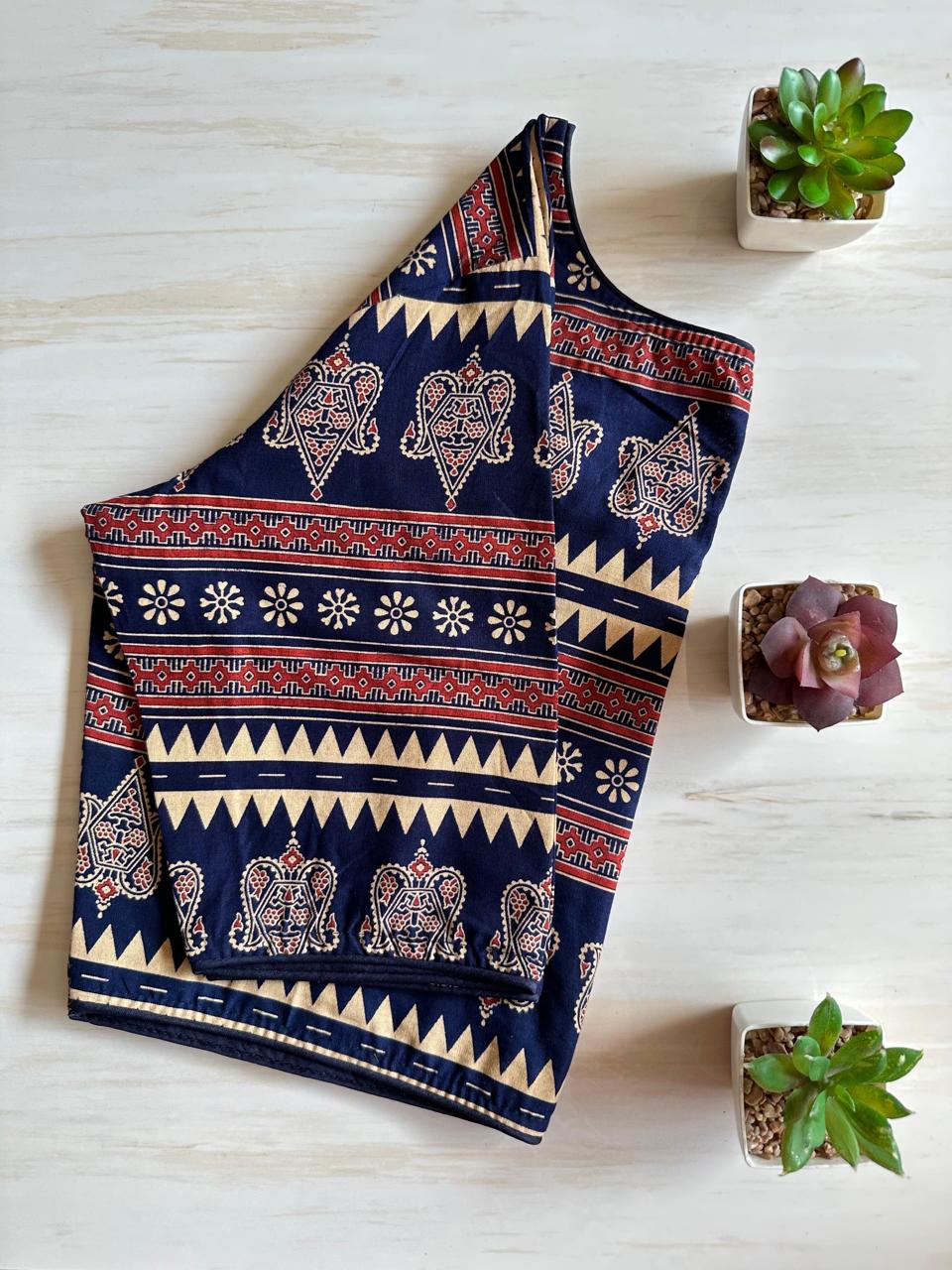 Pure Ajrakh Cotton ready made blouse
