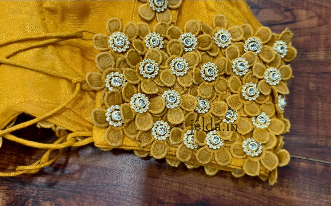 Exclusive Flower beads and lace handwork custom made blouse