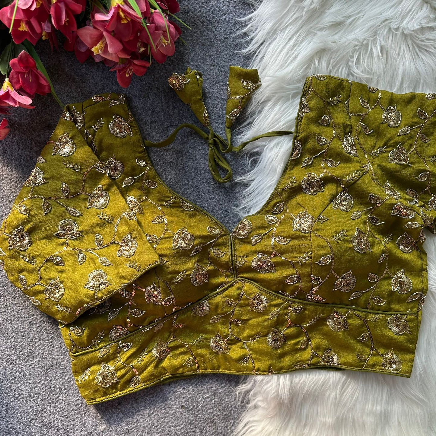 Pure soft vichitra silk ready made blouse