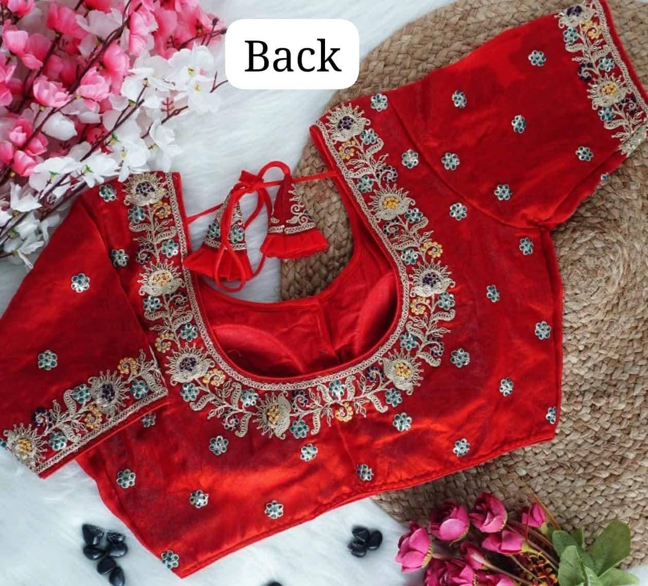 Bridal soft smooth silk ari work ready made blouse