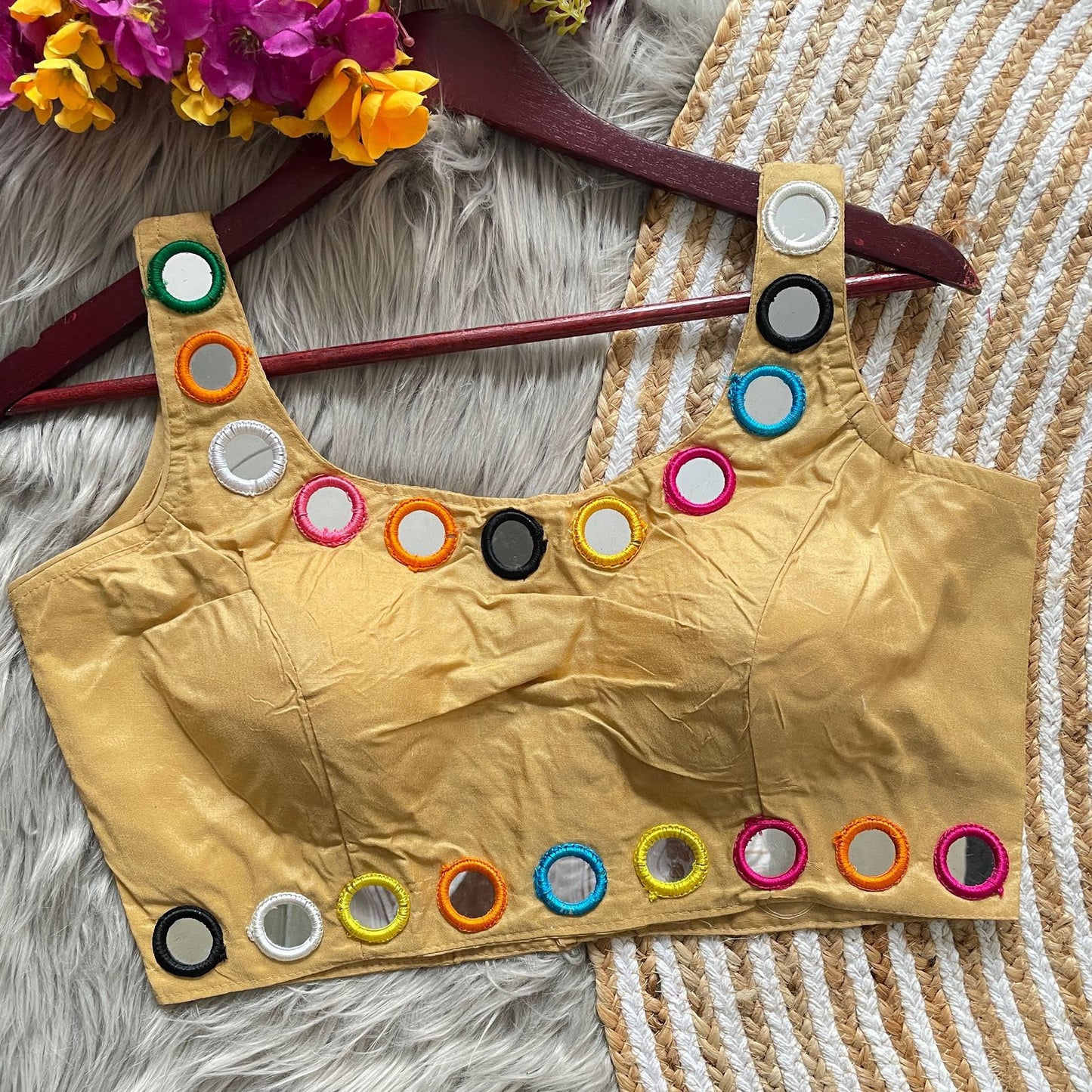 Heavy Real Mirror Work ready made blouse
