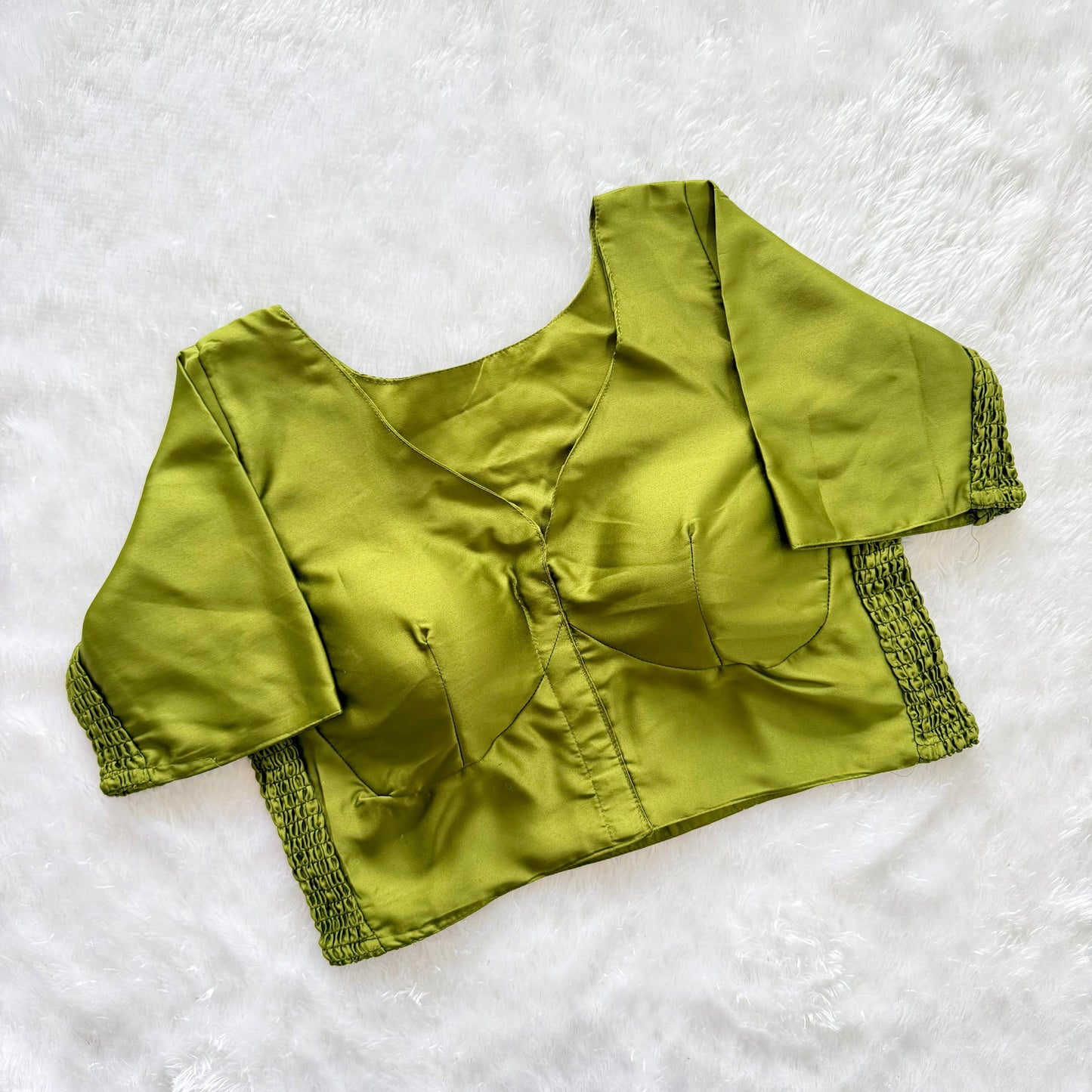 Soft silk fabric with elastic attach for better fitting  ready made blouse