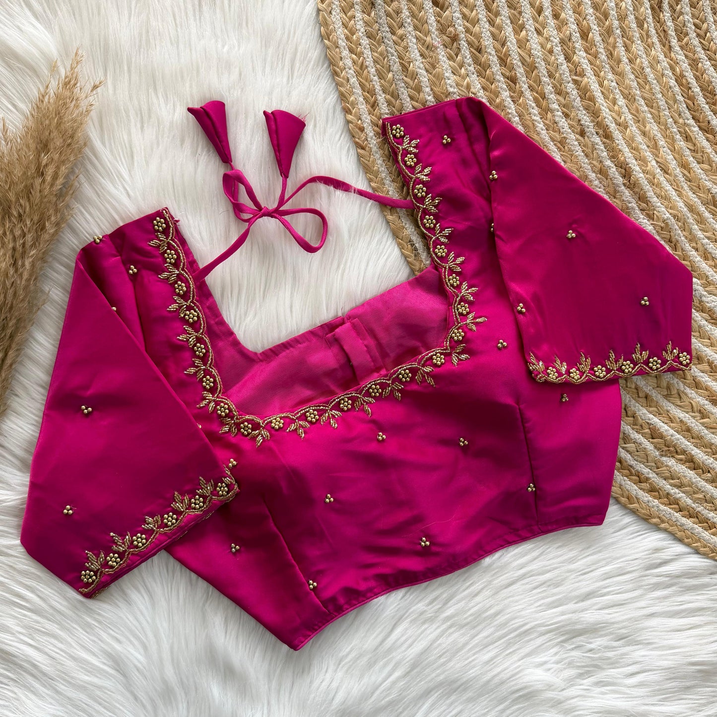 Beautiful handwork front part of blouse and sleeve ready made blouse