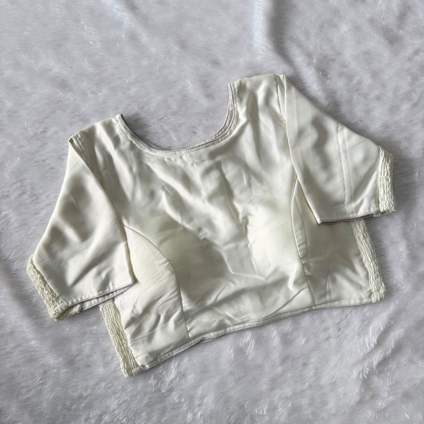 Soft silk fabric with elastic attach for better fitting ready made blouse