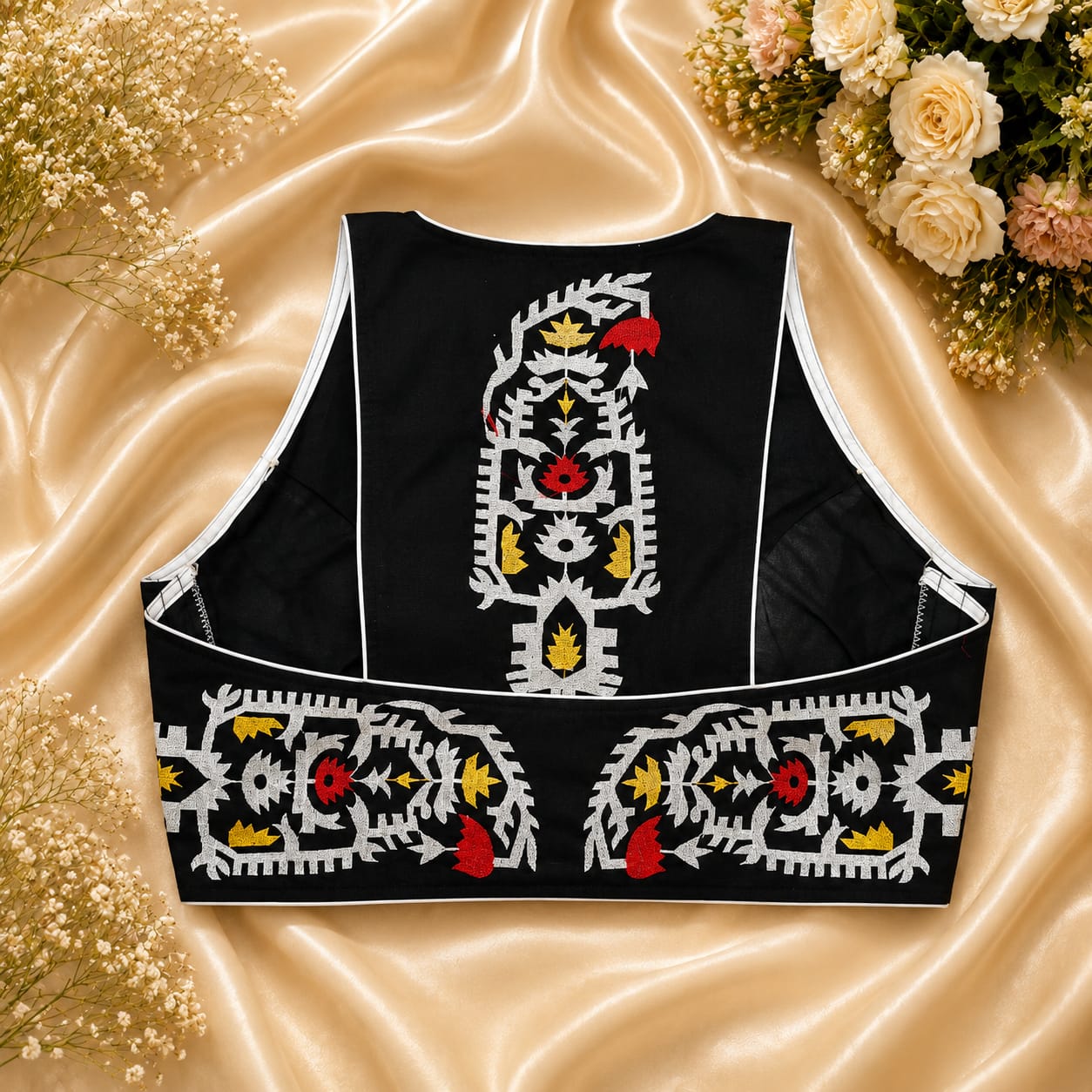 New cotton halter thread embroidery ready made blouse