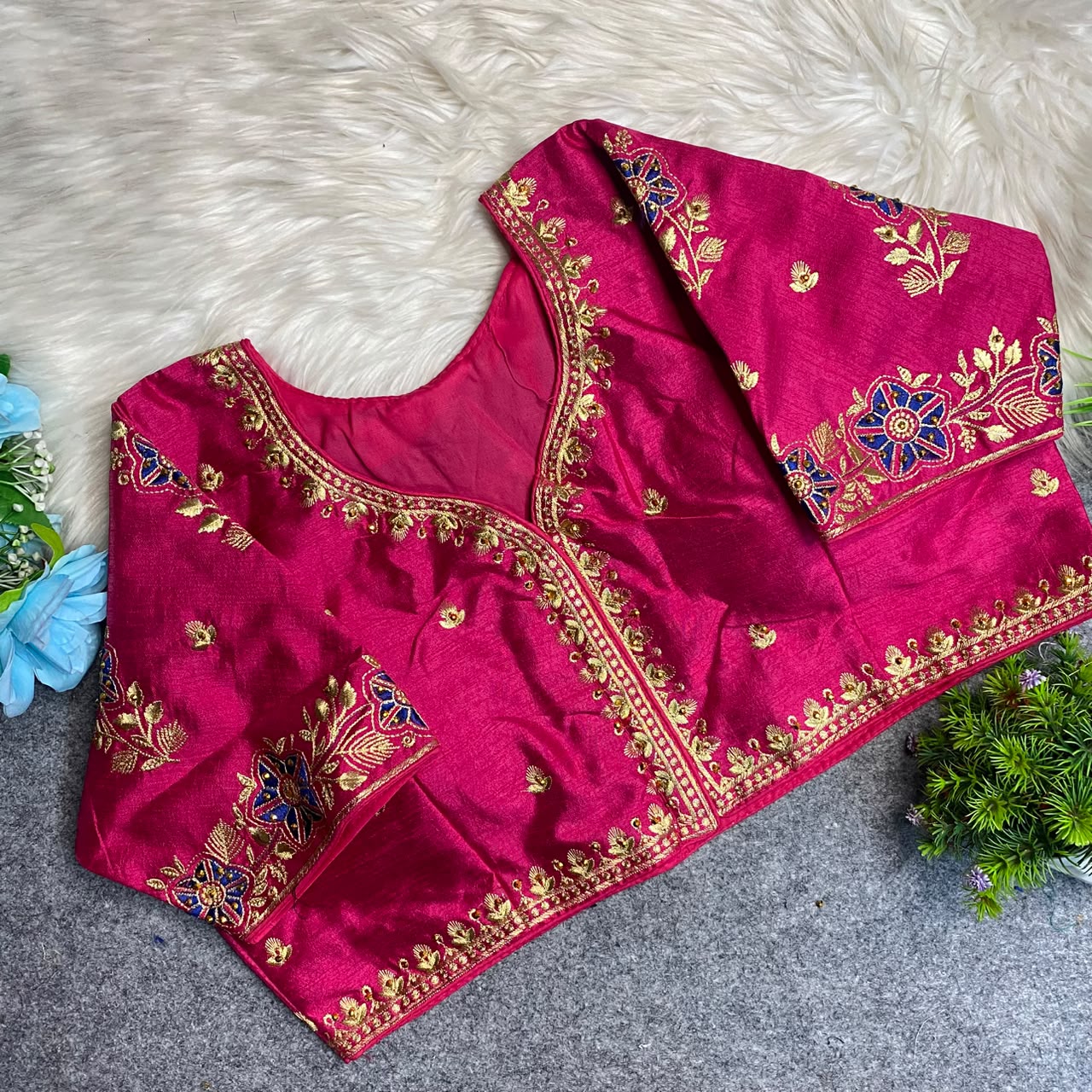 Heavy Embroidery Work ready made blouse