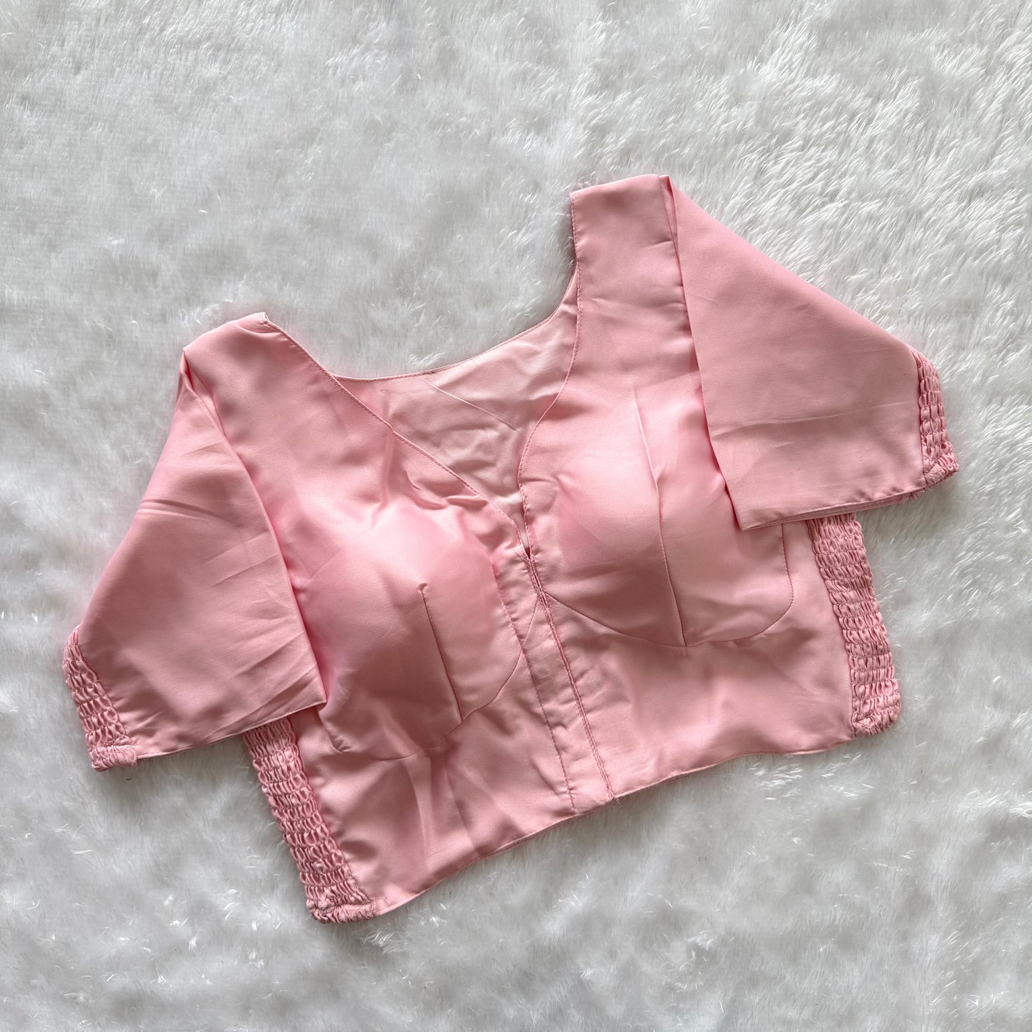 Soft silk fabric with elastic attach for better fitting  ready made blouse