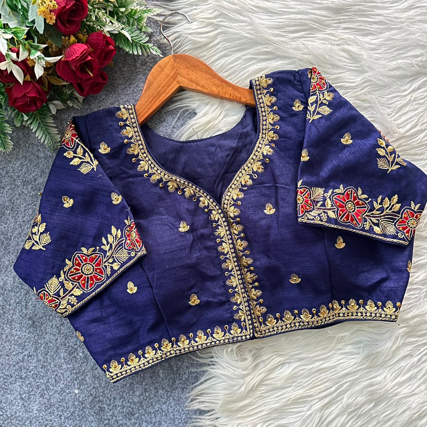 Heavy Embroidery Work ready made blouse